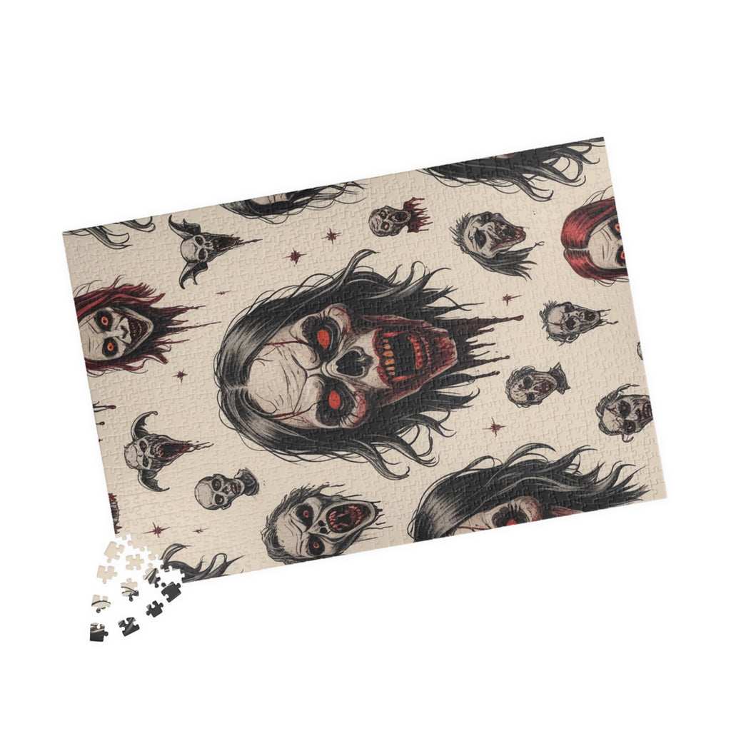 Horror Skull Pattern Puzzle — Scary Skull Faces Jigsaw (110–1014 pcs)