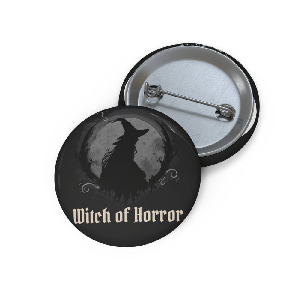 Witch of Horror Pin Button – Gothic Witch Silhouette Enamel Badge