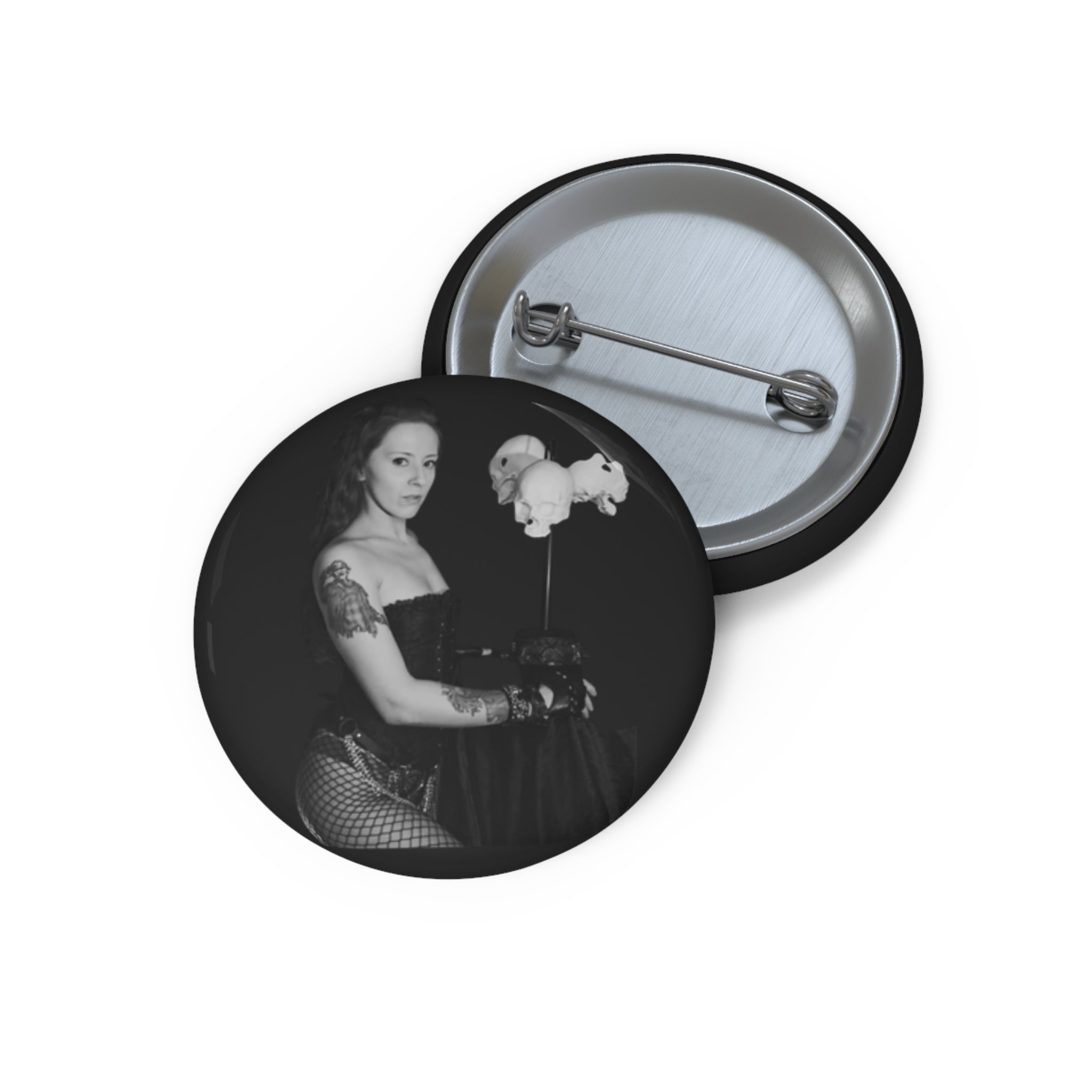 Witch Of Horror Gothic Portrait Pin Button — Custom Photo Pin