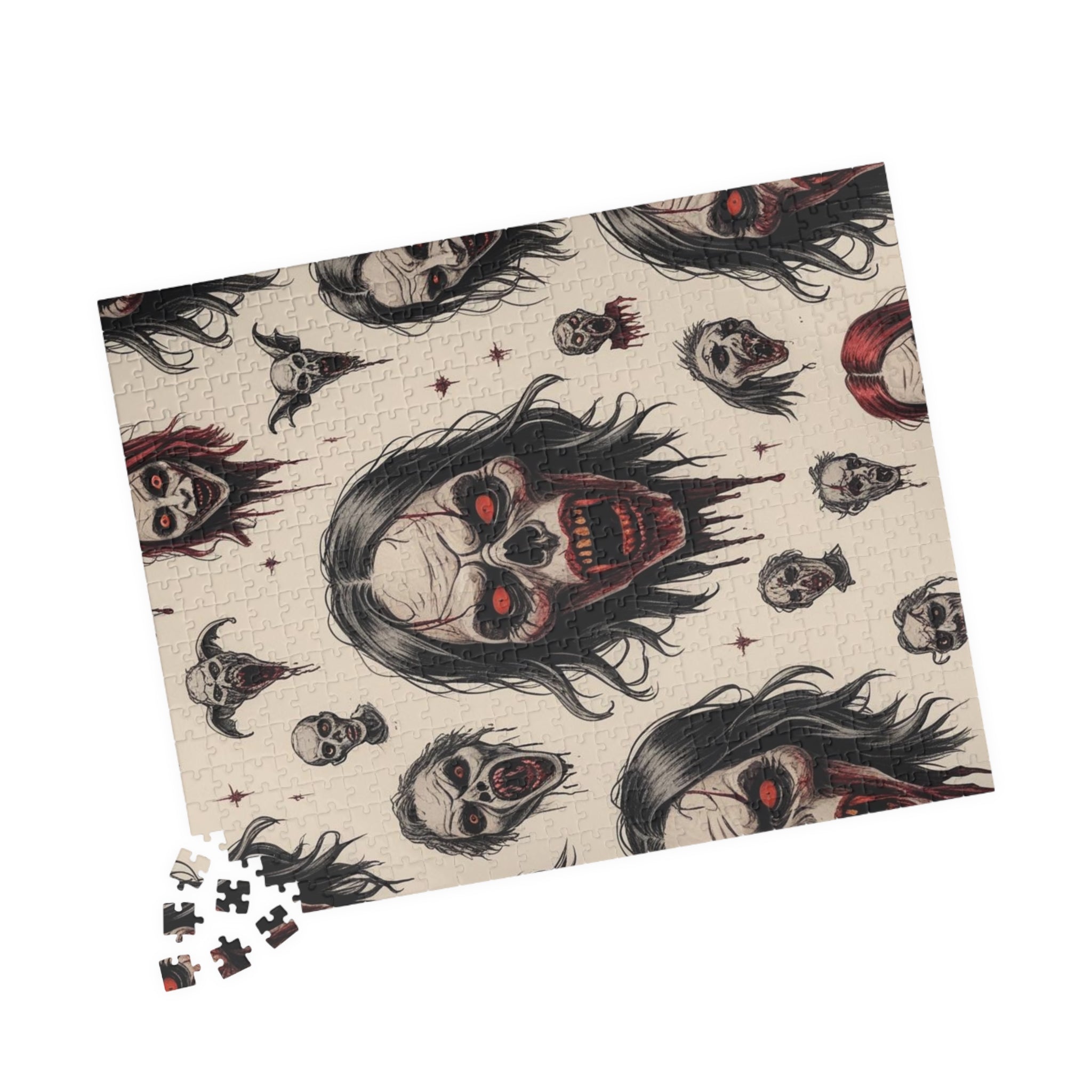 Horror Skull Pattern Puzzle — Scary Skull Faces Jigsaw (110–1014 pcs)