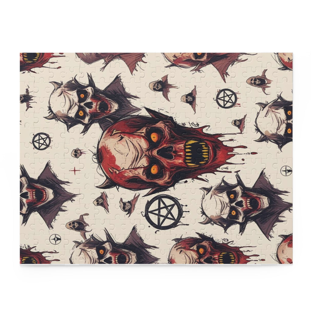 Horror Skull Puzzle — Gothic 120/252/500-Piece Jigsaw with Pentagram Design