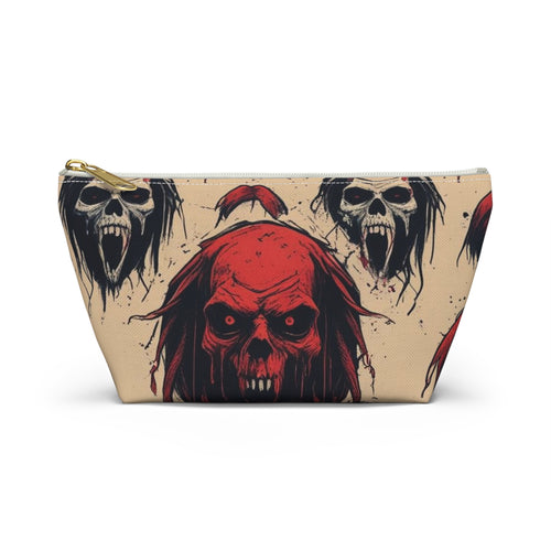 Horror Skull Accessory Pouch — Gothic Makeup Bag with Creepy Red Skull Design