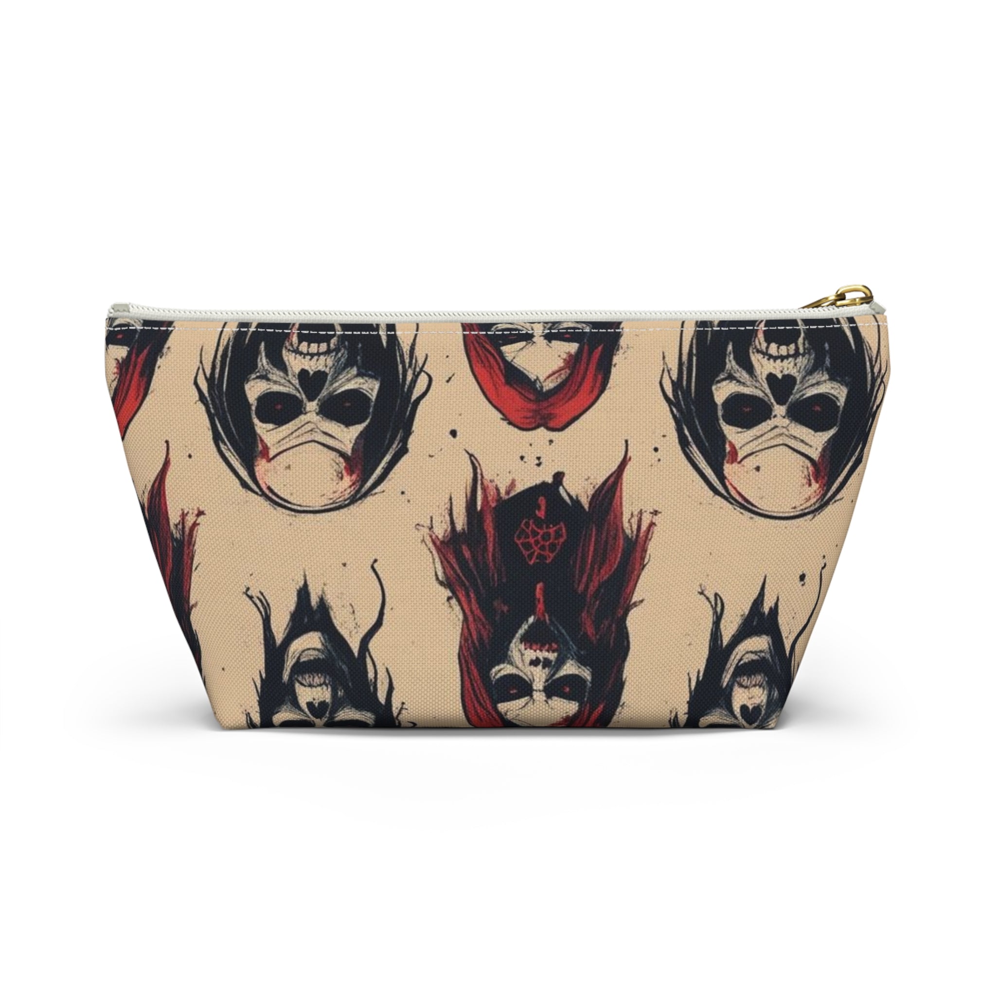 Horror Skull Accessory Pouch — Gothic Makeup Bag with Creepy Red Skull Design
