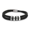 Engraved Leather Bead Bracelet — 'Witch of' Gothic Charm