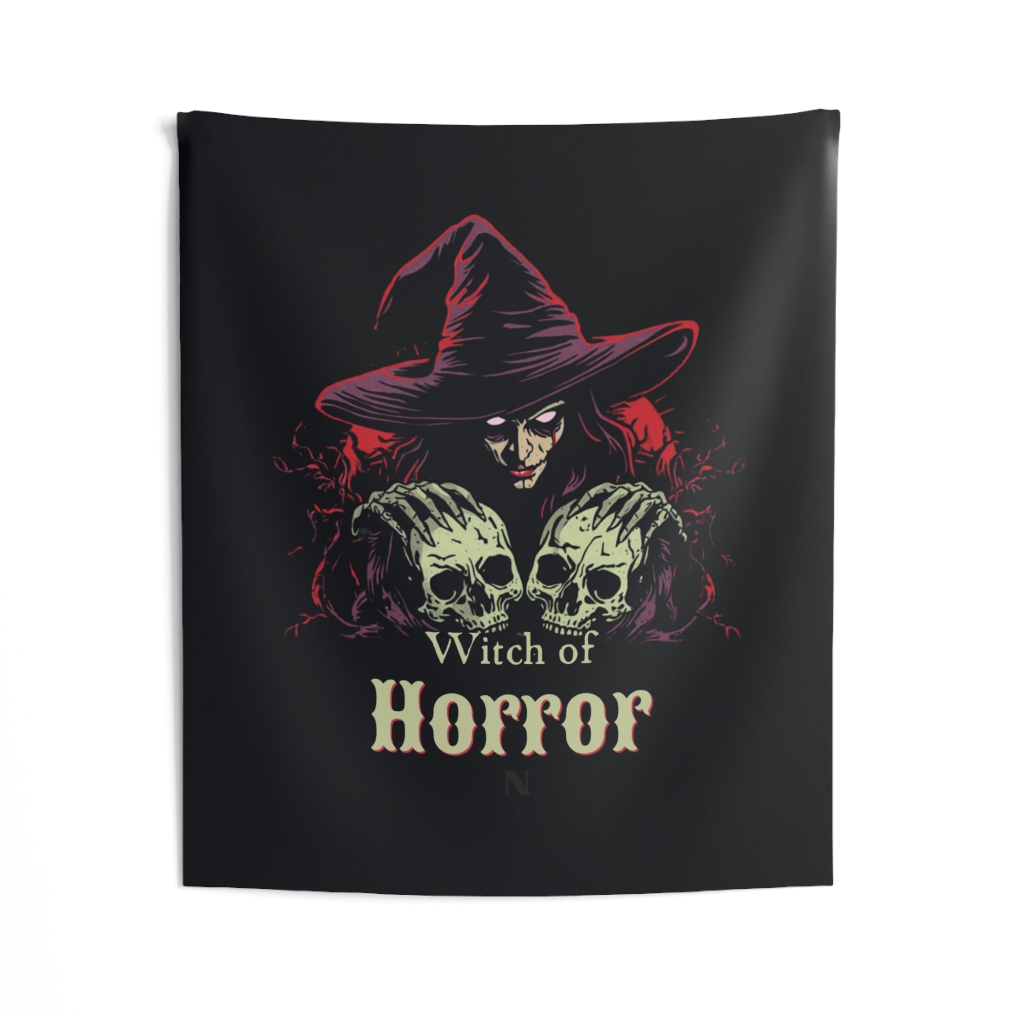 Witch of Horror Wall Tapestry — Gothic Witch Skull Decor for Halloween