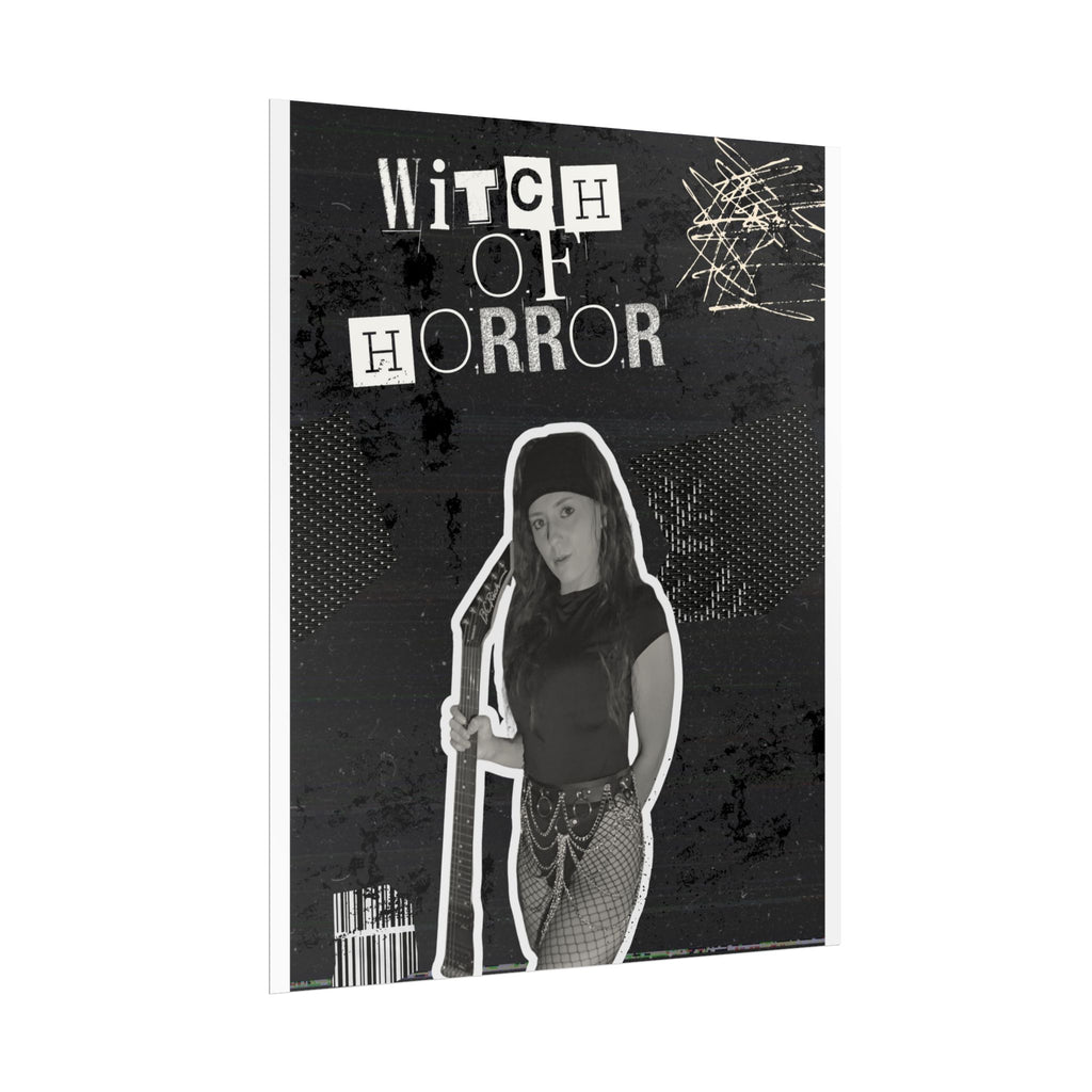 Rolled Posters — "Witch of Horror" Black & White Gothic Horror Poster for Halloween Decor