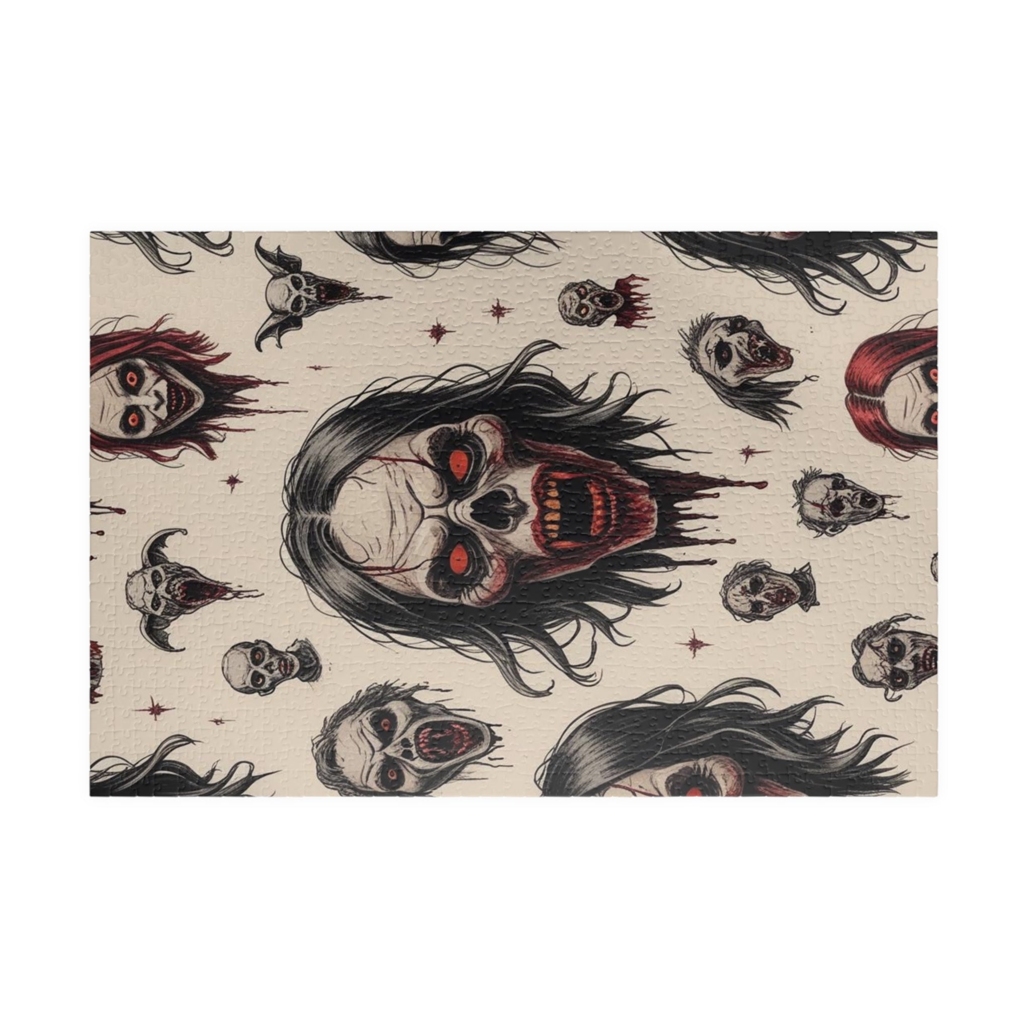 Horror Skull Pattern Puzzle — Scary Skull Faces Jigsaw (110–1014 pcs)
