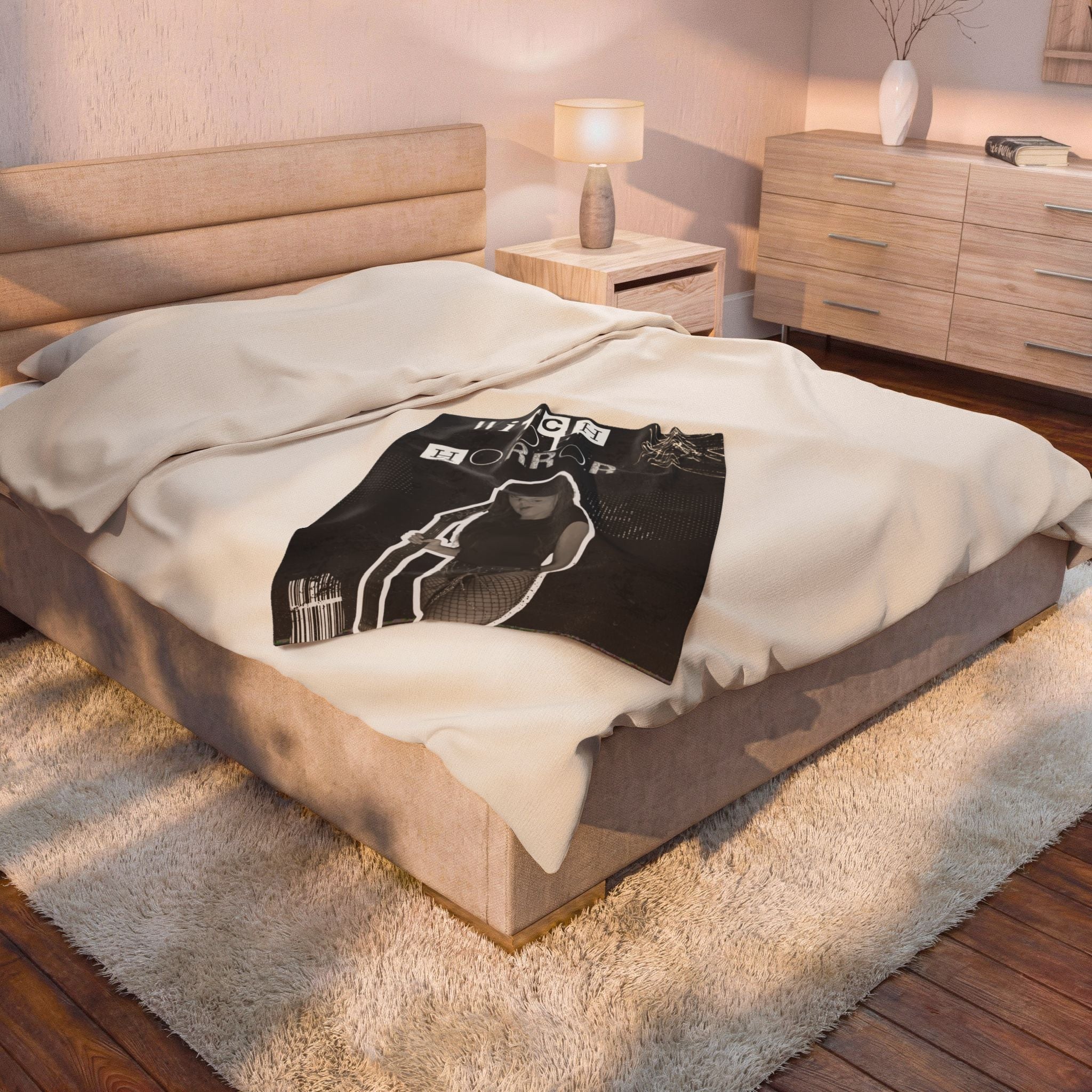 Witch of Horror Velveteen Plush Blanket – Gothic Halloween Throw