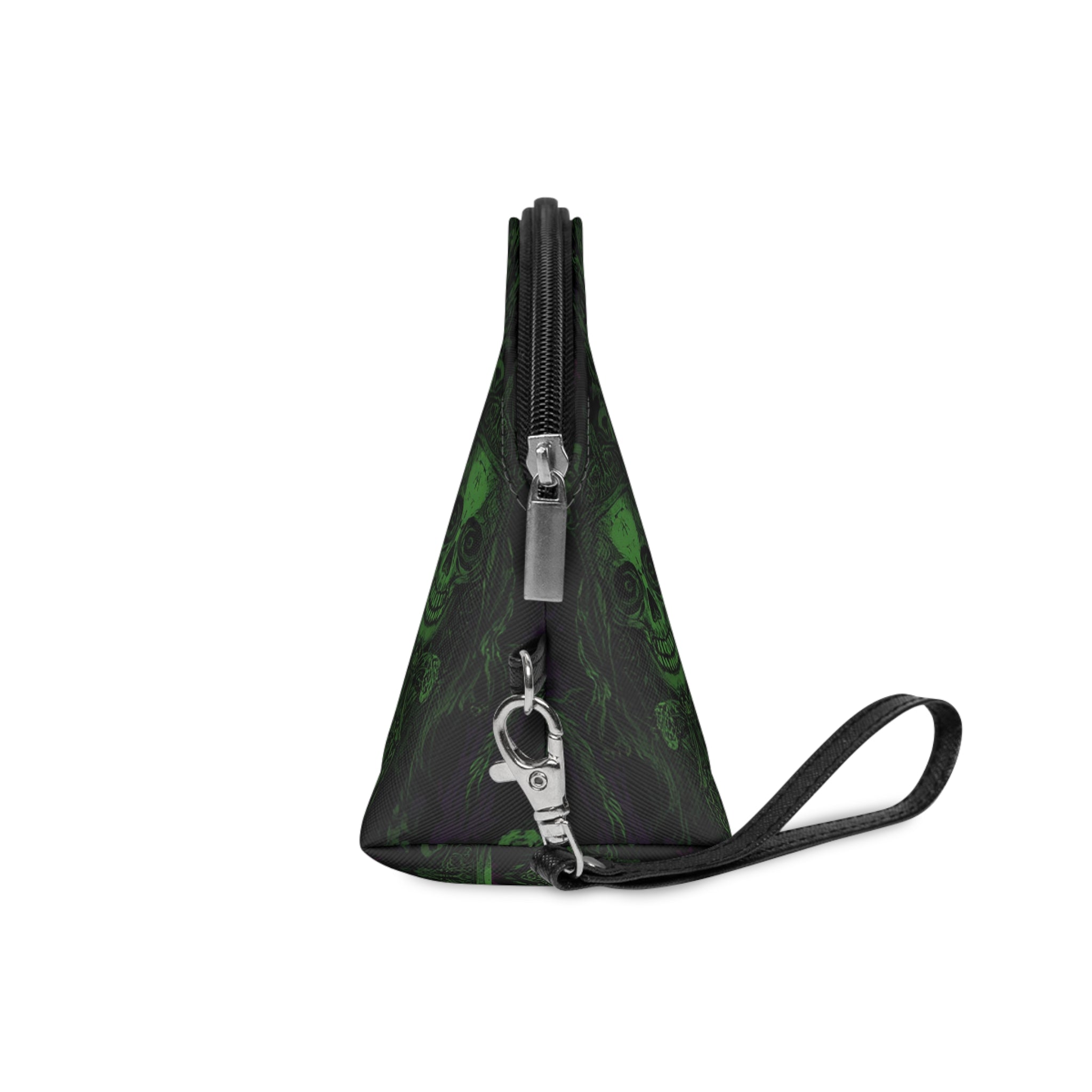 Witch Of Horror Gothic Pentagram Makeup Bag — Green Skull Witchy Cosmetic Pouch