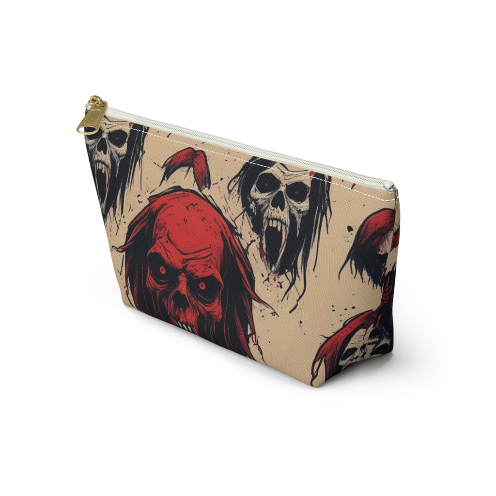 Horror Skull Accessory Pouch — Gothic Makeup Bag with Creepy Red Skull Design