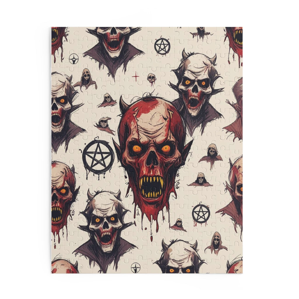 Horror Skull Puzzle — Gothic 120/252/500-Piece Jigsaw with Pentagram Design