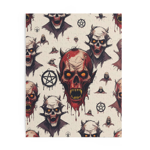 Horror Skull Puzzle — Gothic 120/252/500-Piece Jigsaw with Pentagram Design