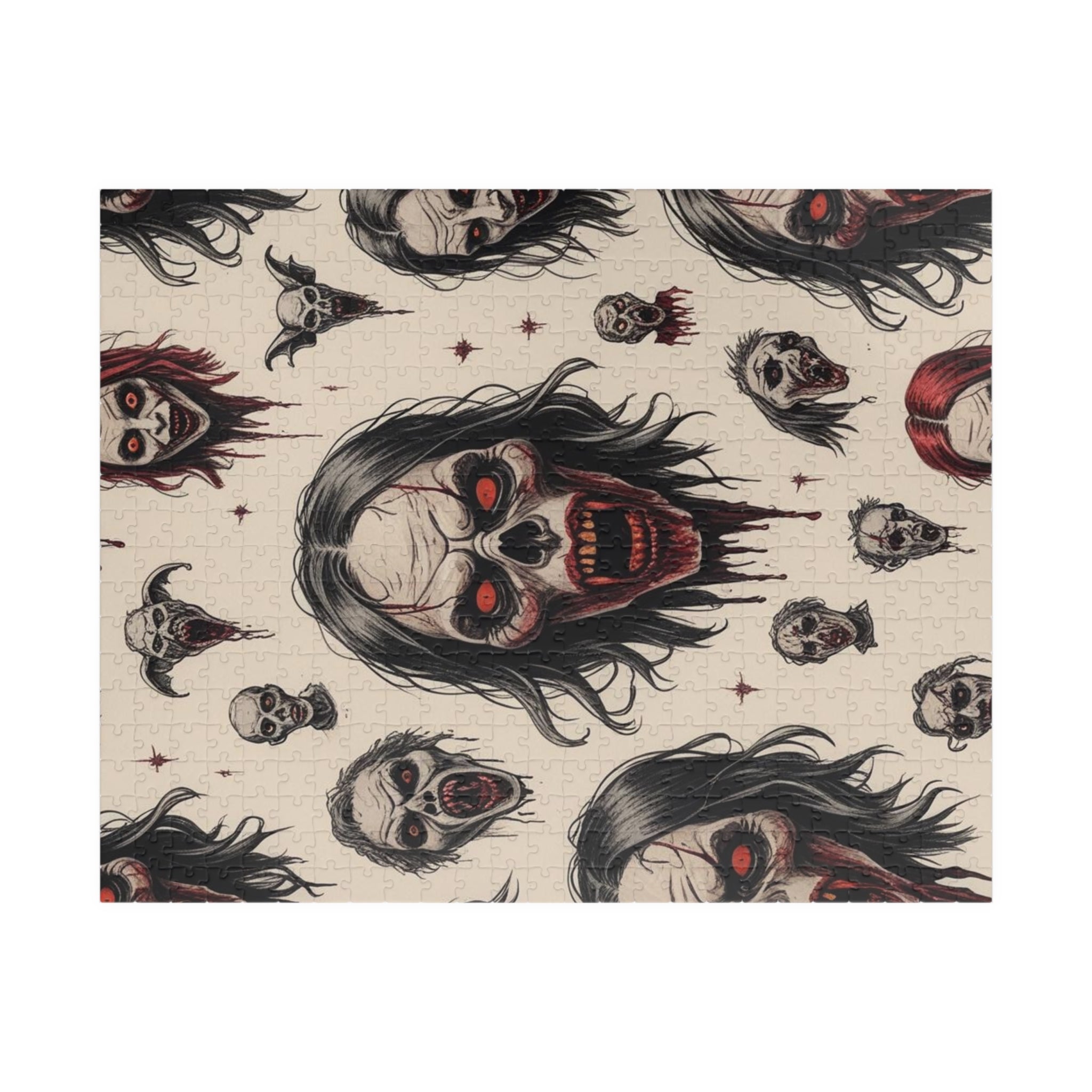 Horror Skull Pattern Puzzle — Scary Skull Faces Jigsaw (110–1014 pcs)