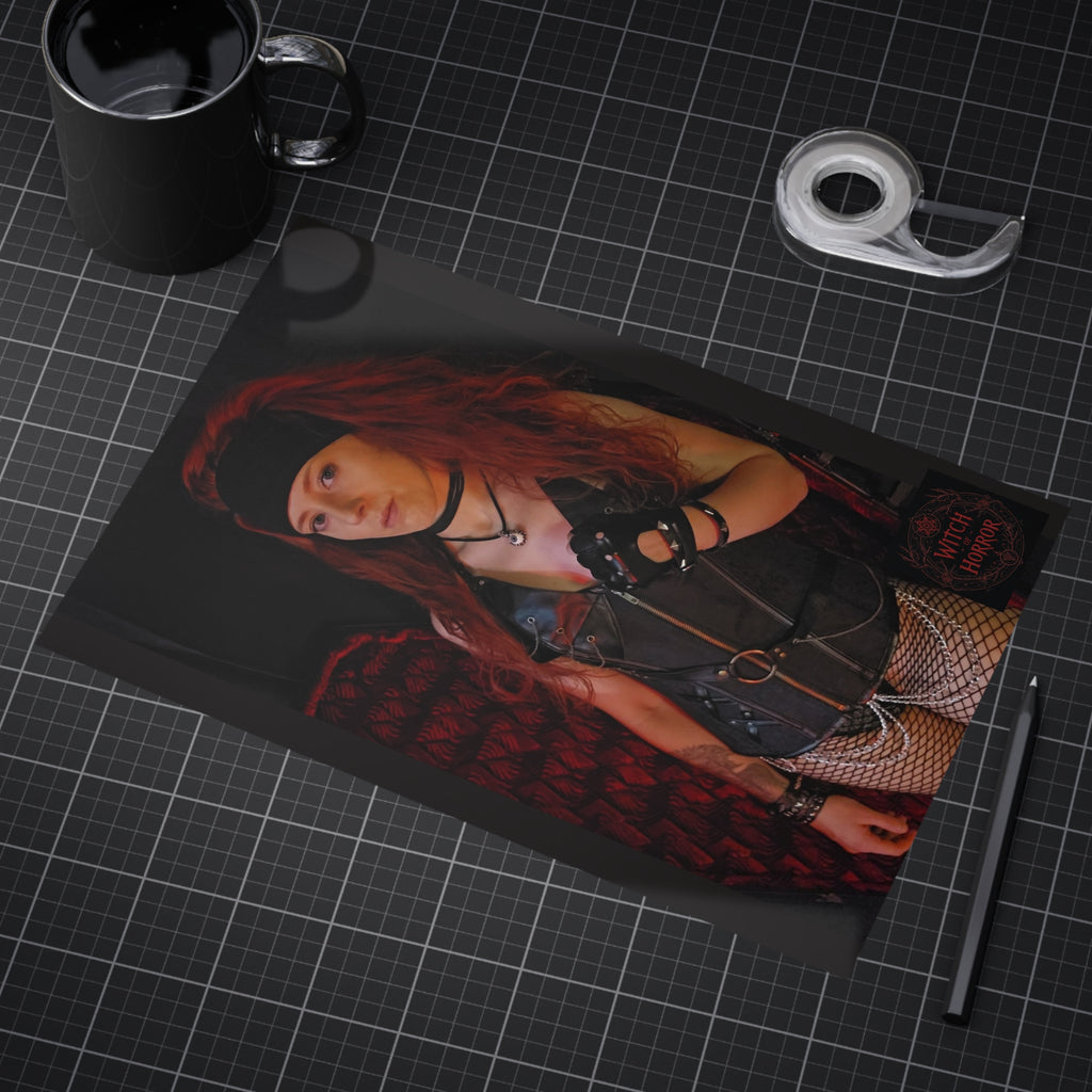 Gothic Red-Haired Warrior Unframed Print — Dark Fantasy Portrait Art