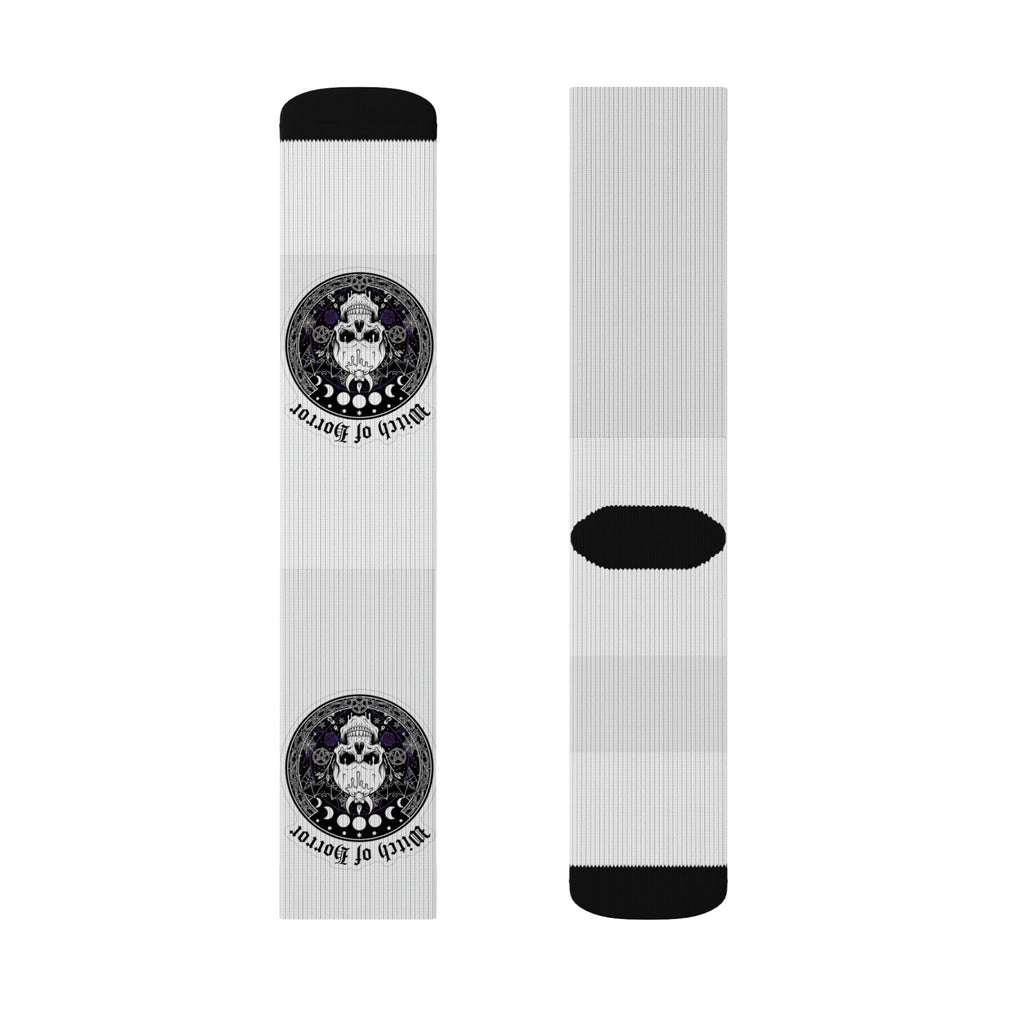 Skull Emblem Sublimation Socks — Gothic Skull Crew Socks