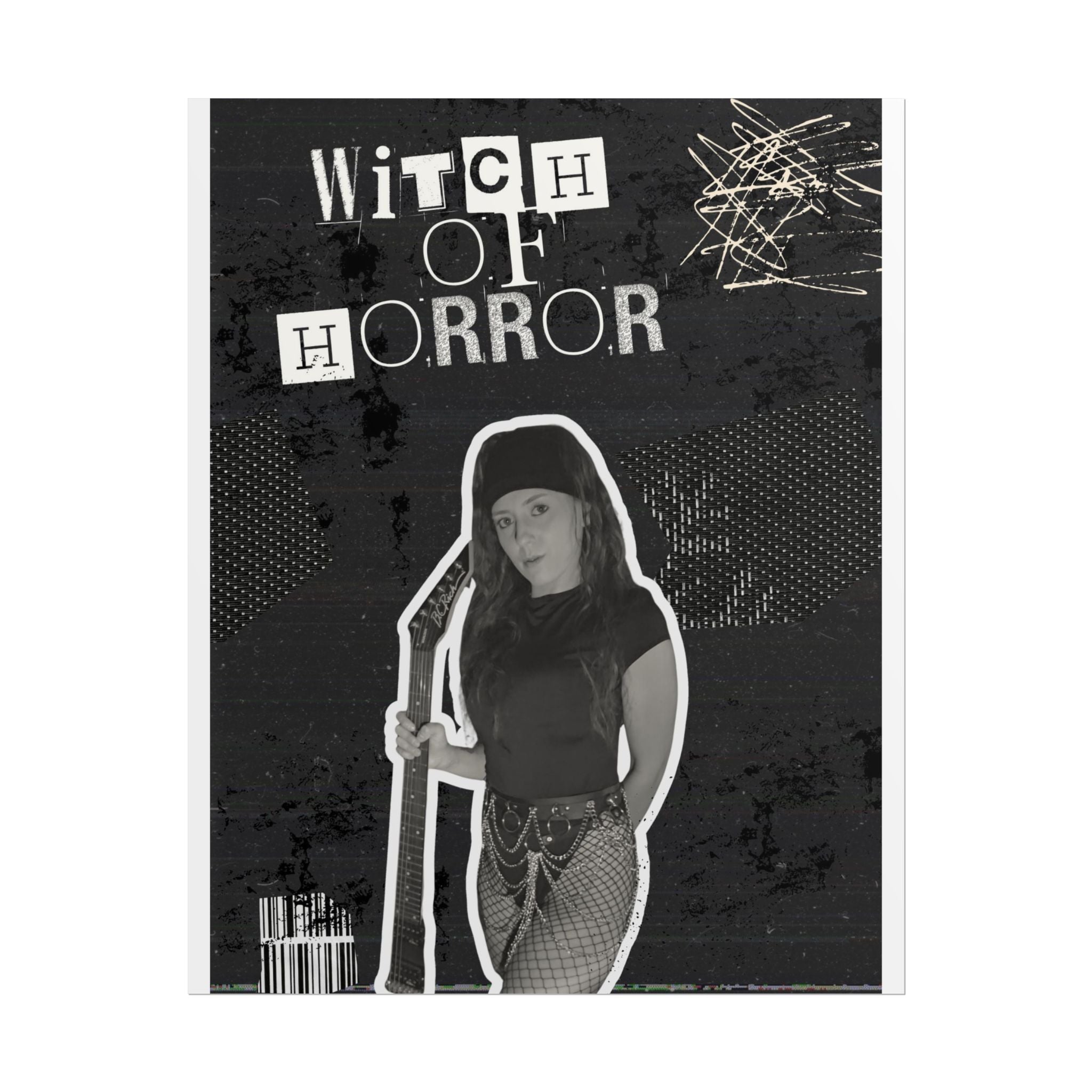 Rolled Posters — "Witch of Horror" Black & White Gothic Horror Poster for Halloween Decor