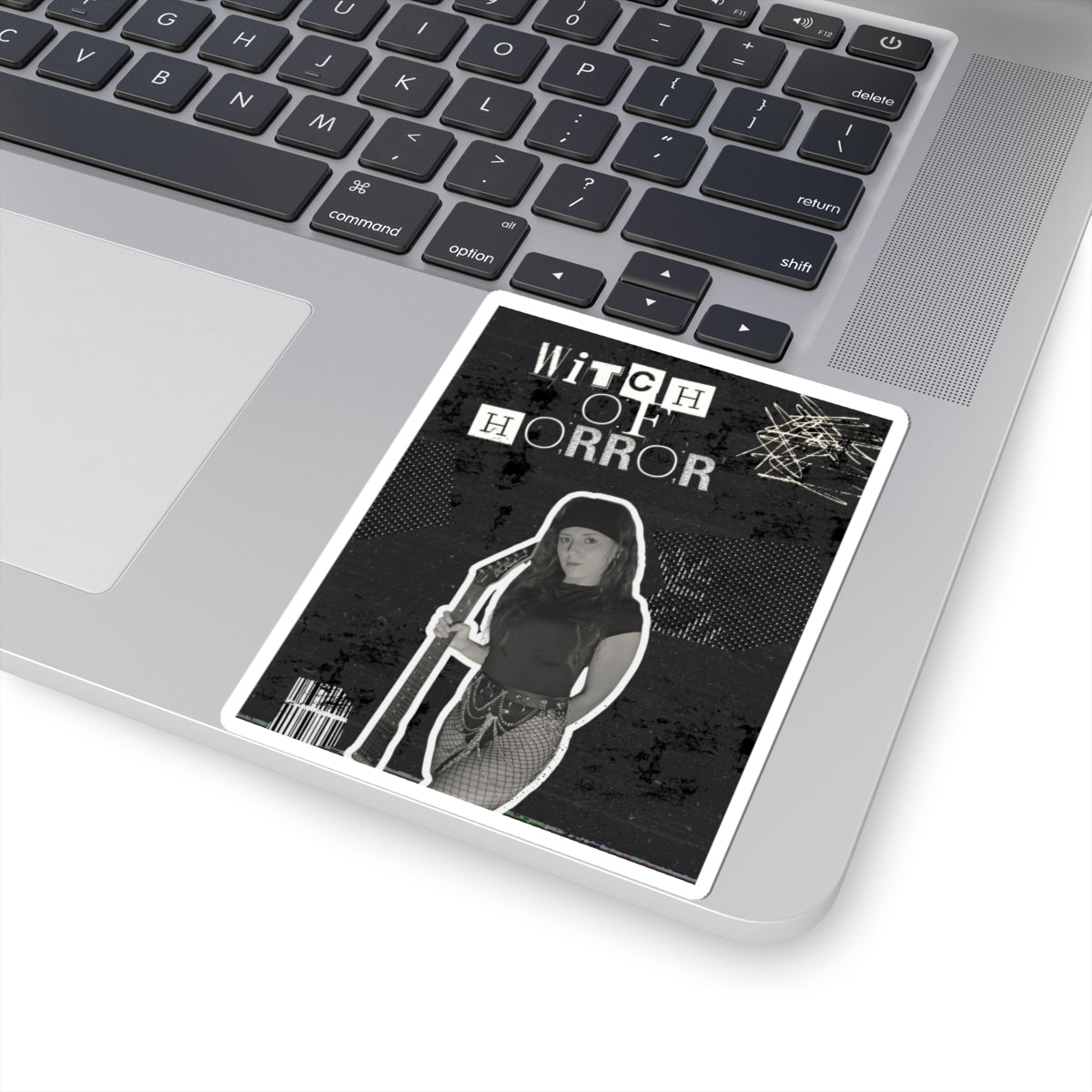 Witch of Horror Kiss-Cut Sticker — Gothic Witch Retro Photo Sticker for Laptops & Halloween