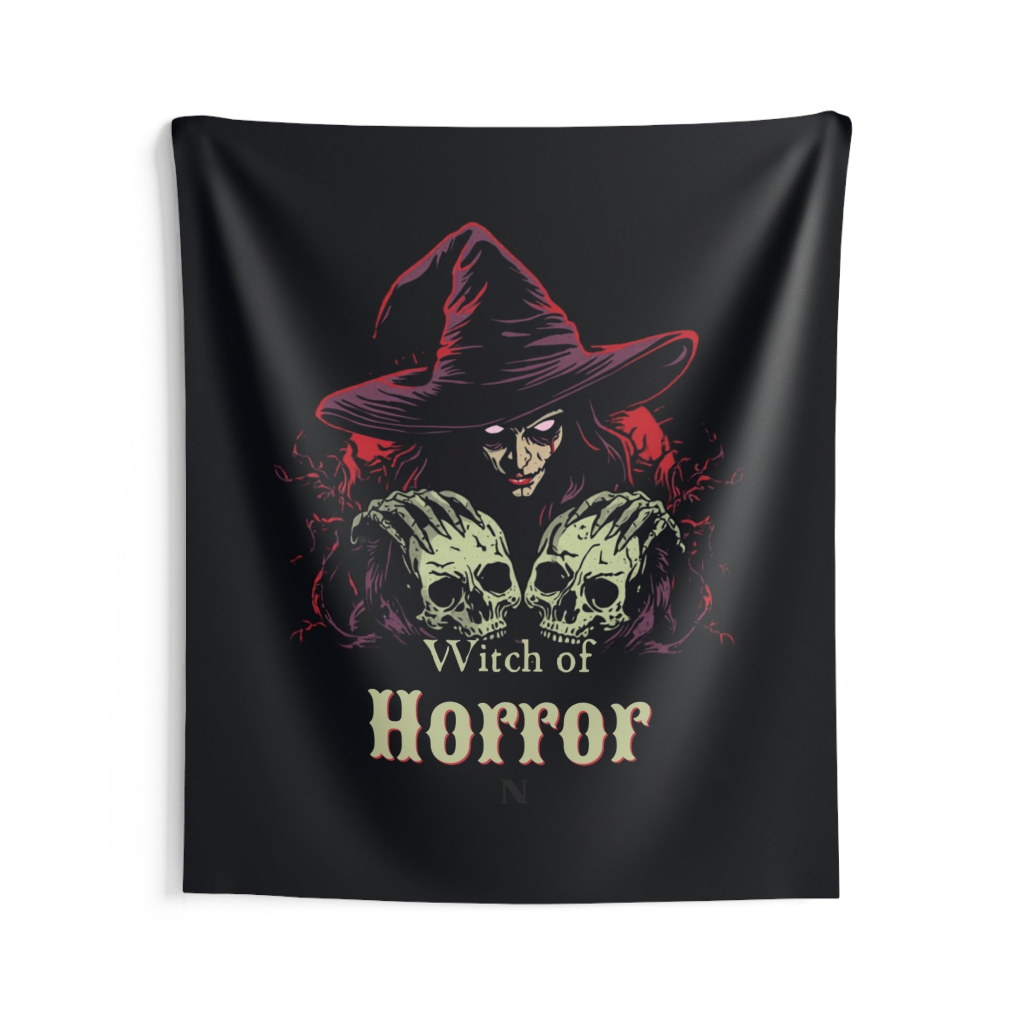 Witch of Horror Wall Tapestry — Gothic Witch Skull Decor for Halloween