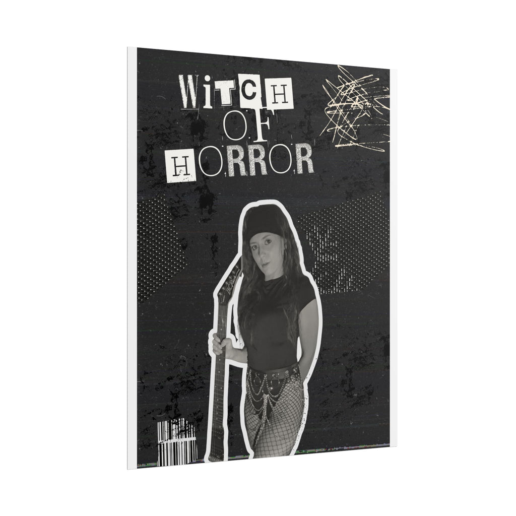 Rolled Posters — "Witch of Horror" Black & White Gothic Horror Poster for Halloween Decor