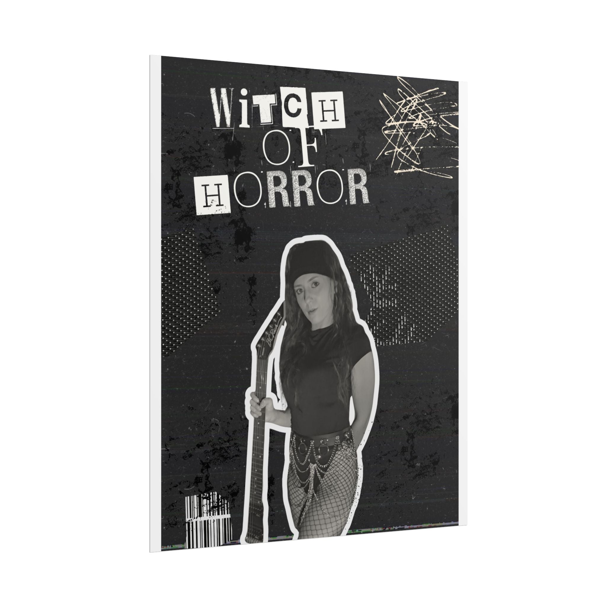 Rolled Posters — "Witch of Horror" Black & White Gothic Horror Poster for Halloween Decor