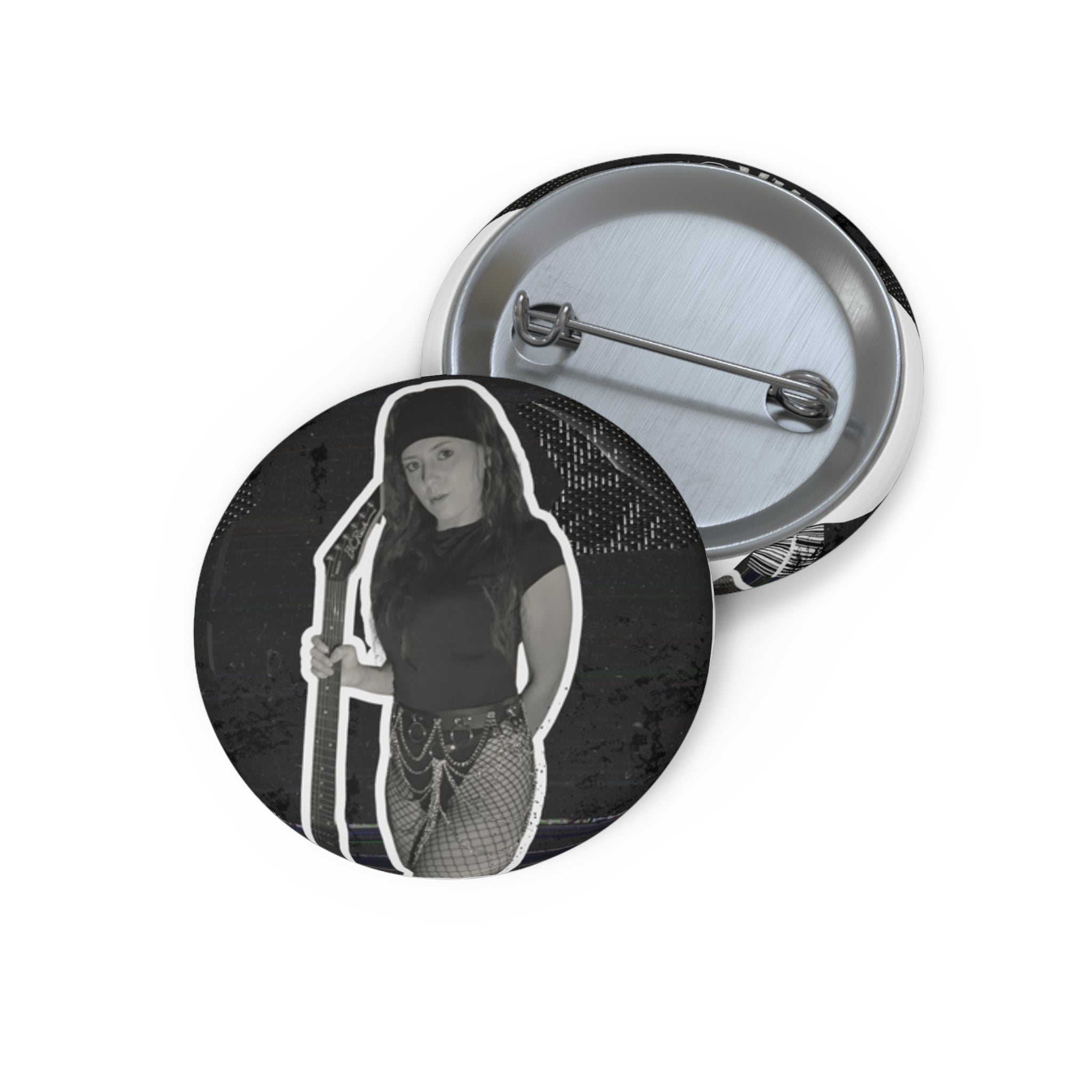 Custom Photo Pin Button — Personalized Black & White Portrait Badge