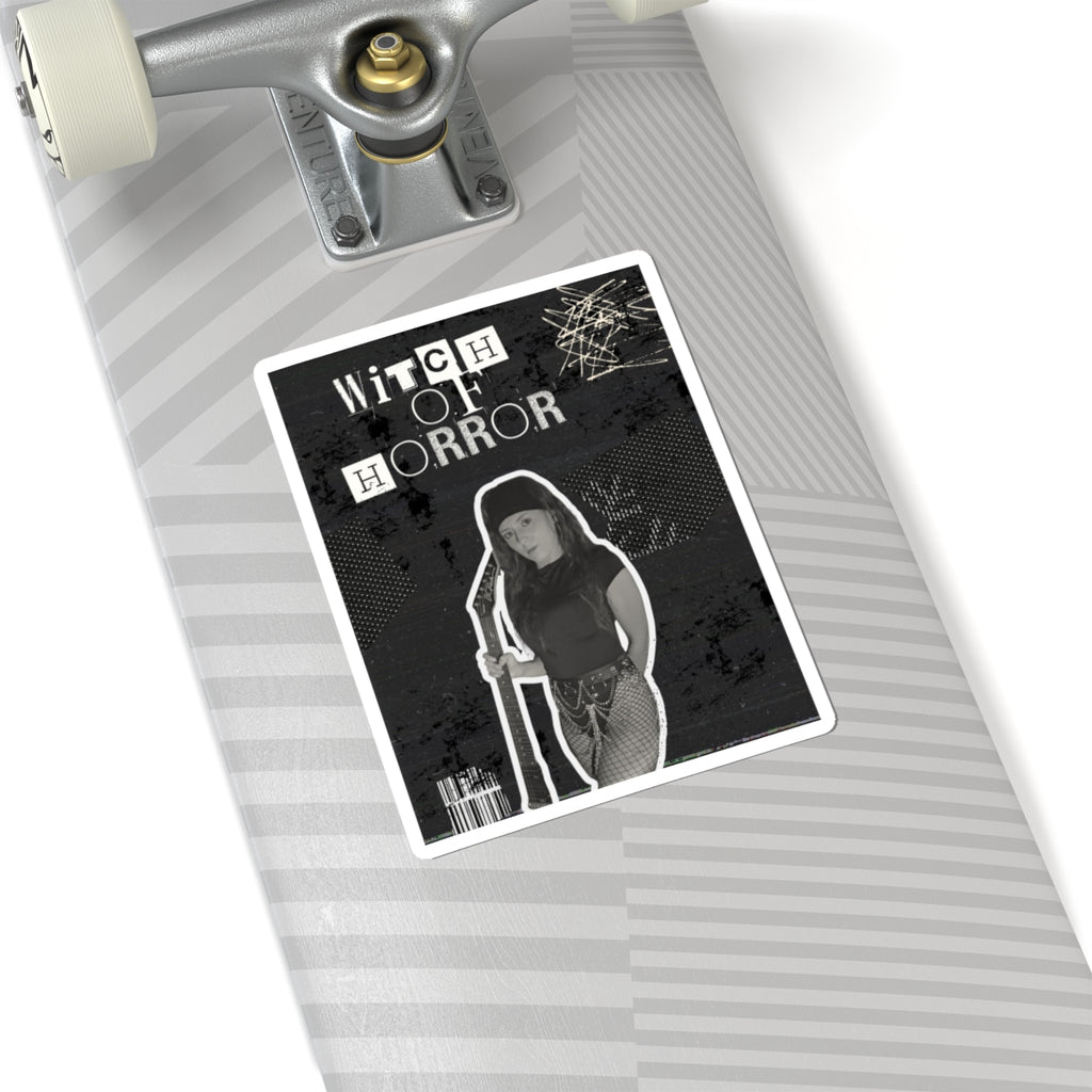 Witch of Horror Kiss-Cut Sticker — Gothic Witch Retro Photo Sticker for Laptops & Halloween
