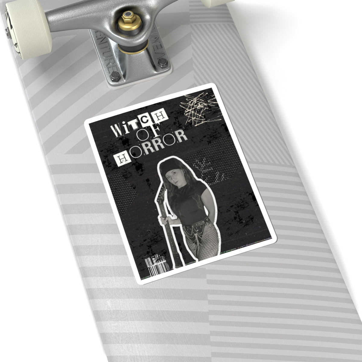 Witch of Horror Kiss-Cut Sticker — Gothic Witch Retro Photo Sticker for Laptops & Halloween