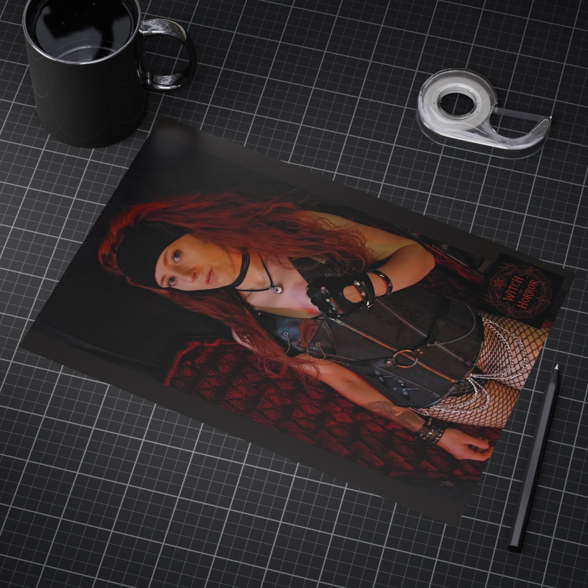 Gothic Red-Haired Warrior Unframed Print — Dark Fantasy Portrait Art