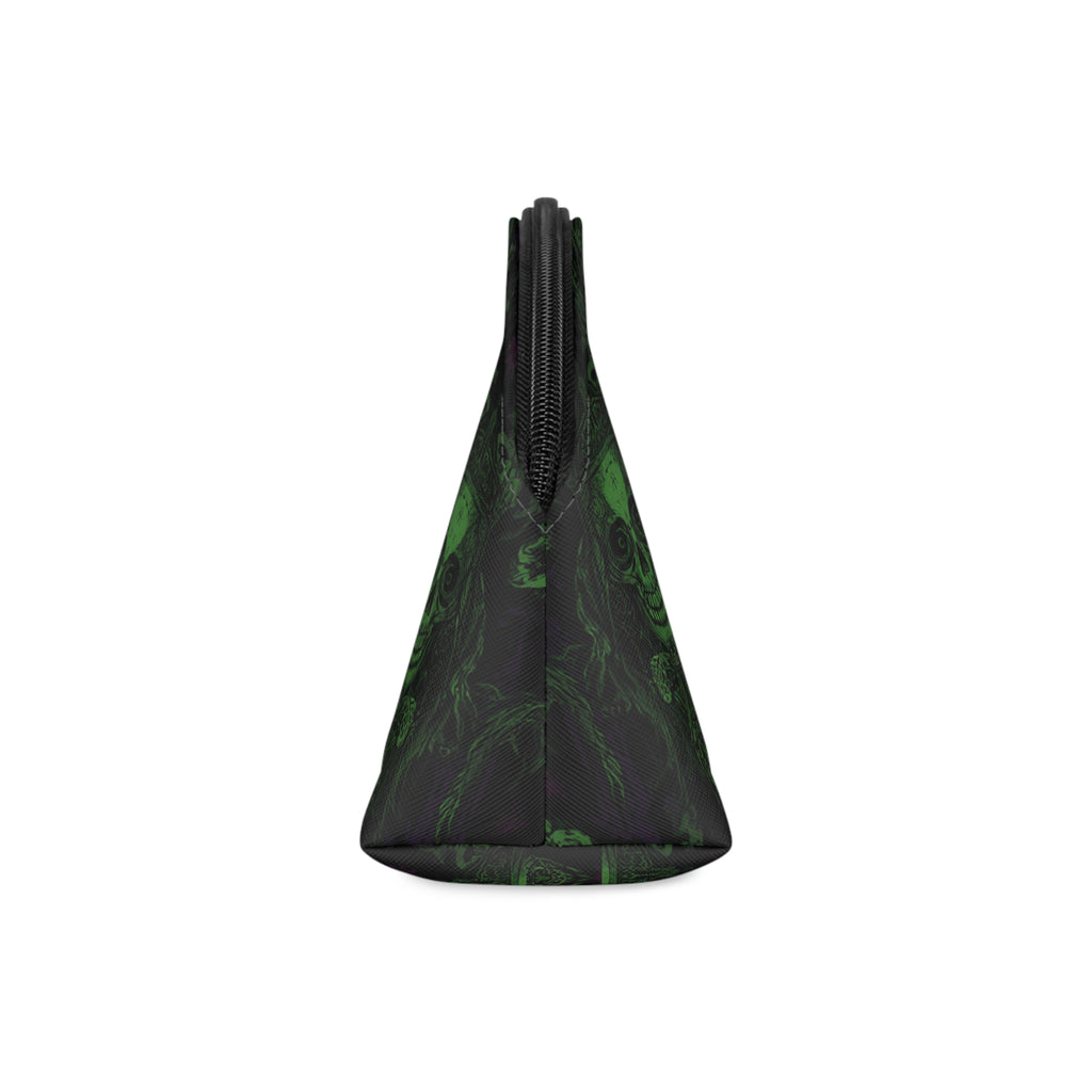 Witch Of Horror Gothic Pentagram Makeup Bag — Green Skull Witchy Cosmetic Pouch