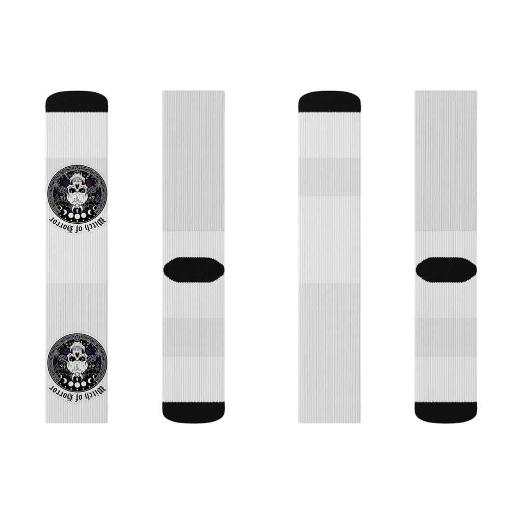 Skull Emblem Sublimation Socks — Gothic Skull Crew Socks