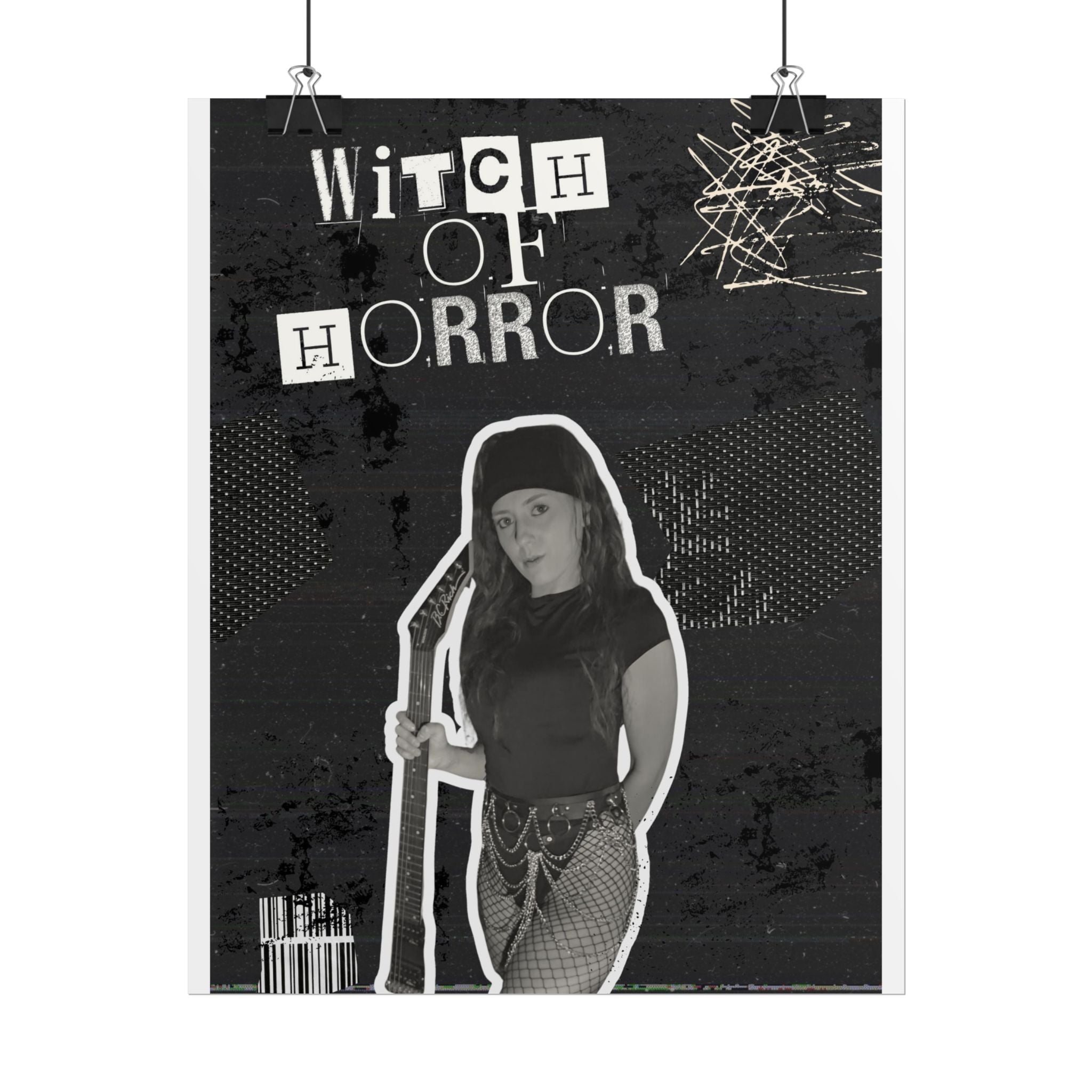 Rolled Posters — "Witch of Horror" Black & White Gothic Horror Poster for Halloween Decor
