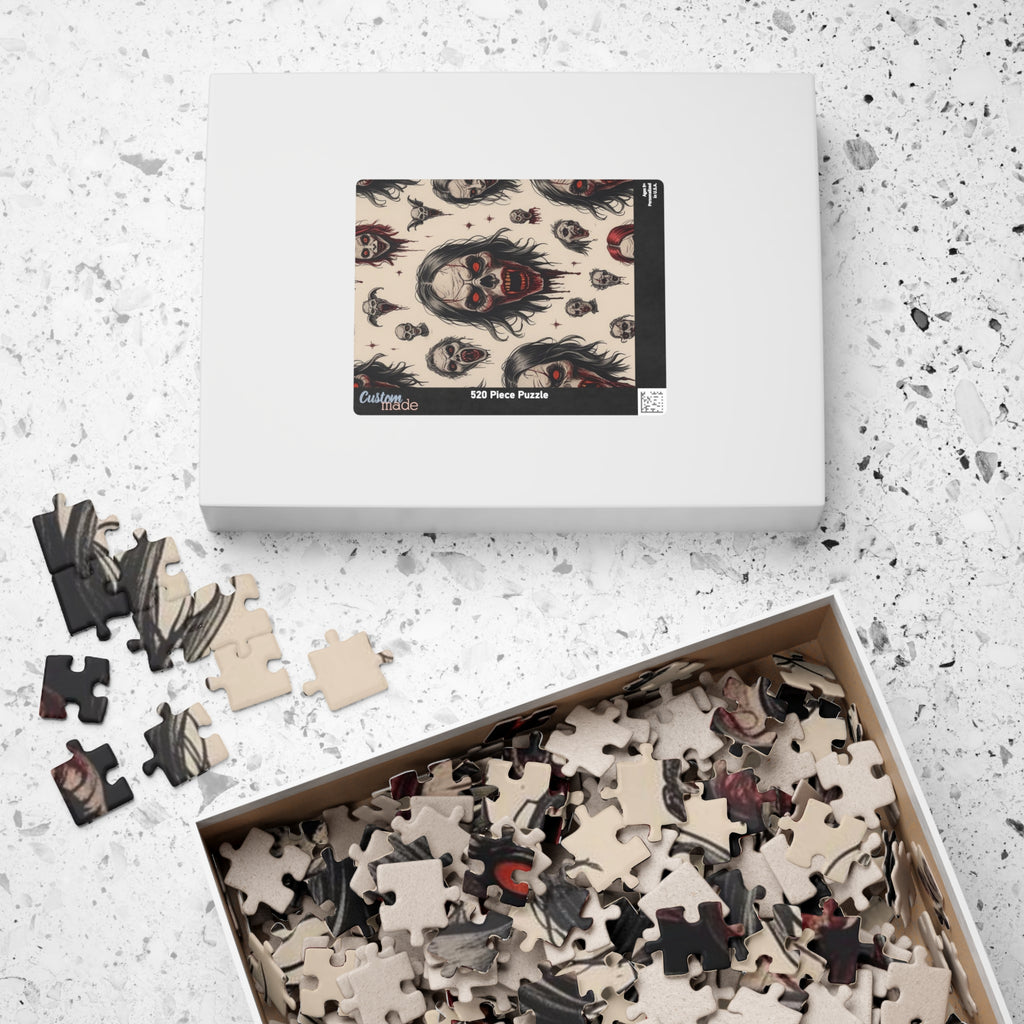 Horror Skull Pattern Puzzle — Scary Skull Faces Jigsaw (110–1014 pcs)