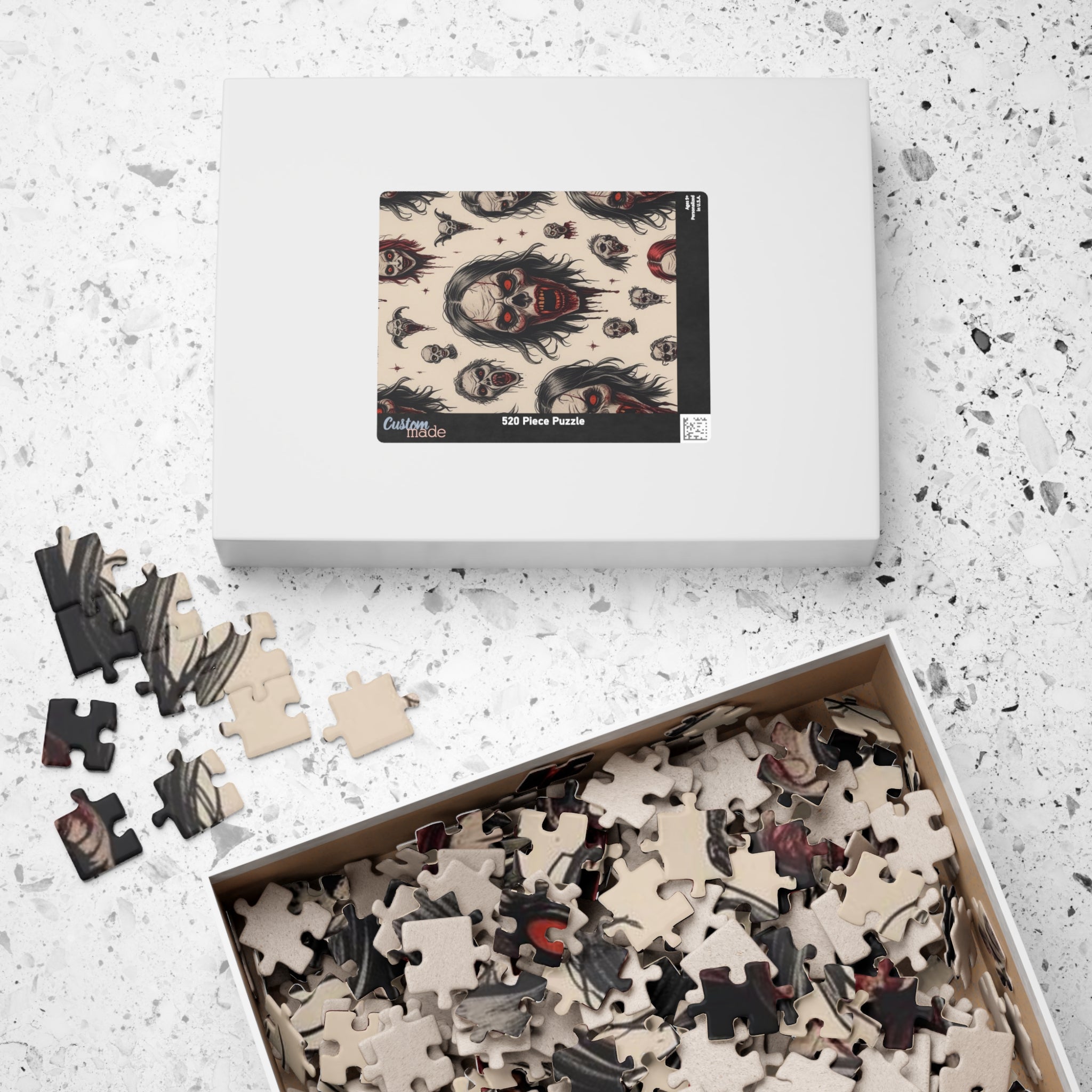 Horror Skull Pattern Puzzle — Scary Skull Faces Jigsaw (110–1014 pcs)