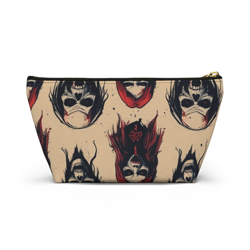 Horror Skull Accessory Pouch — Gothic Makeup Bag with Creepy Red Skull Design
