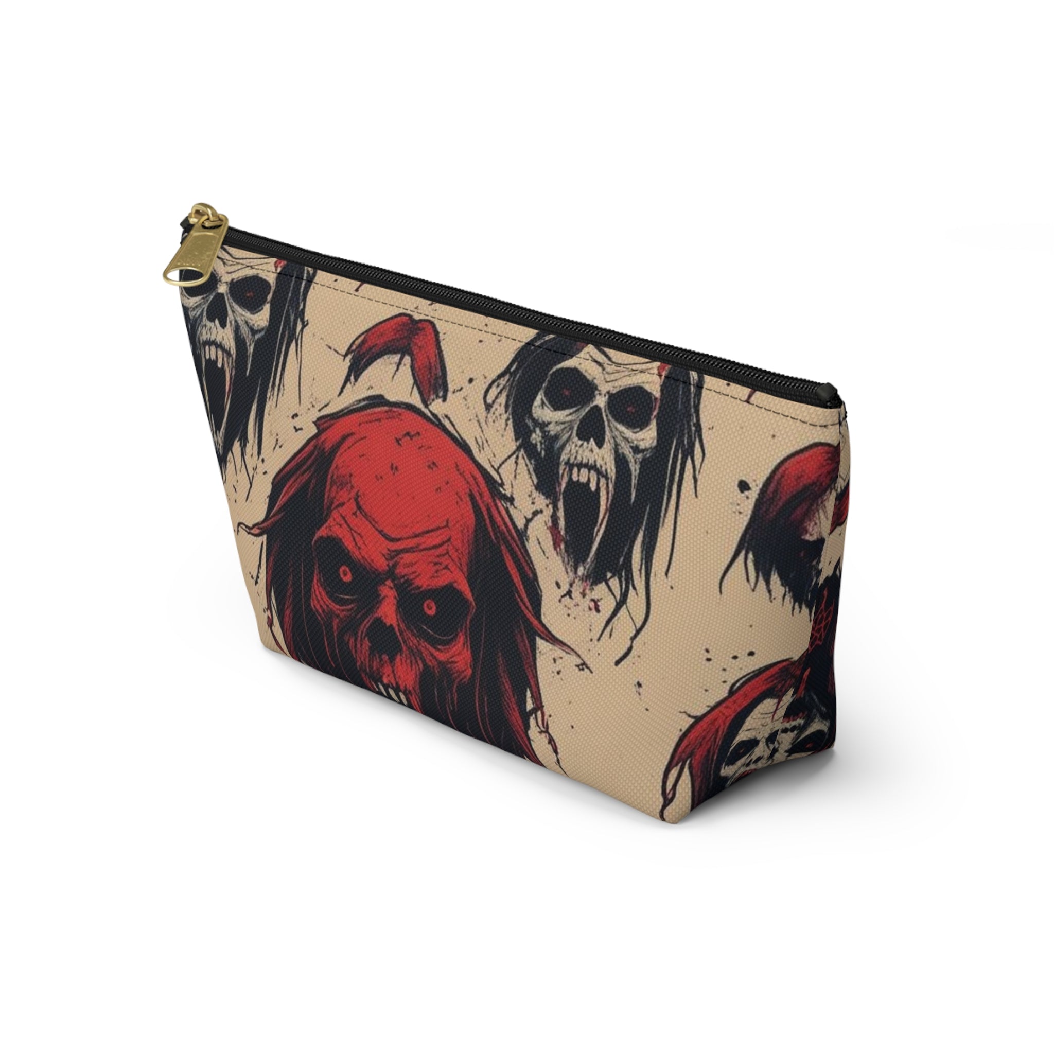 Horror Skull Accessory Pouch — Gothic Makeup Bag with Creepy Red Skull Design
