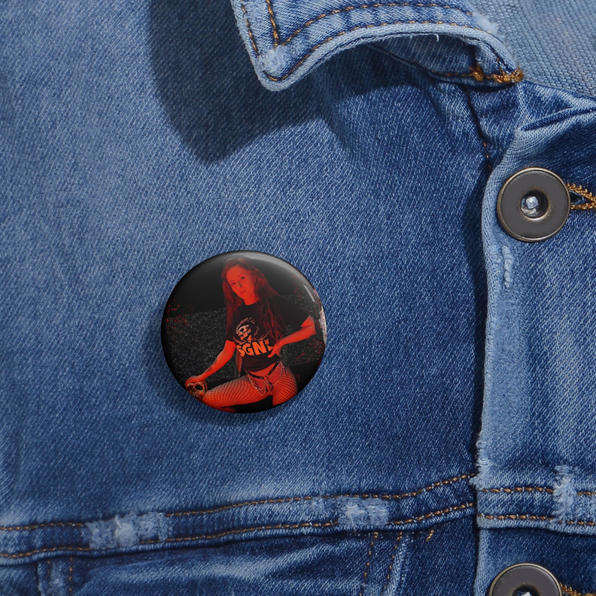 Pin Button — Red Stage Photo Band Logo