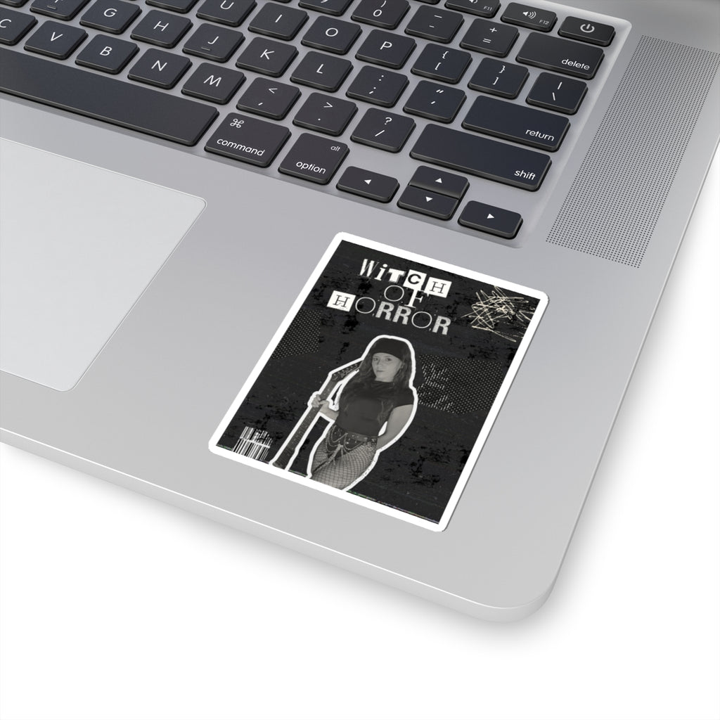 Witch of Horror Kiss-Cut Sticker — Gothic Witch Retro Photo Sticker for Laptops & Halloween