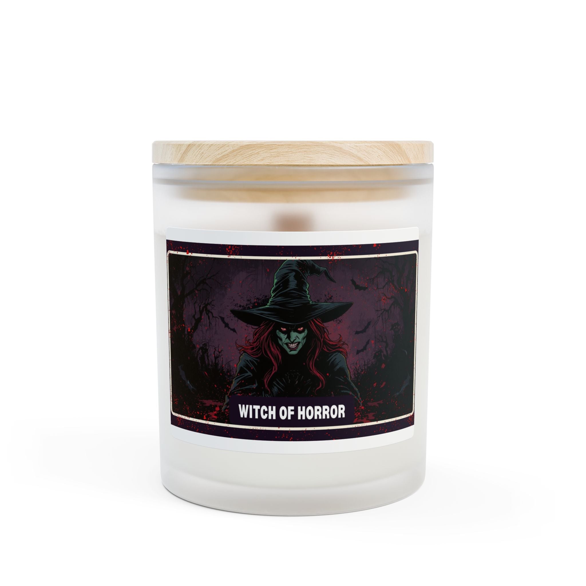 Witch of Horror Frosted Glass Candle — 11oz Halloween Spooky Decor