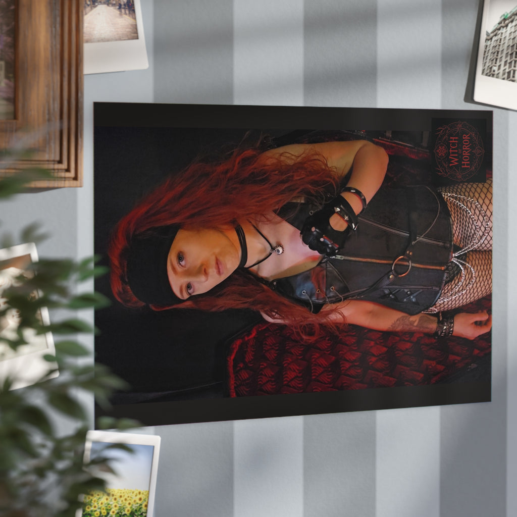 Gothic Red-Haired Warrior Unframed Print — Dark Fantasy Portrait Art