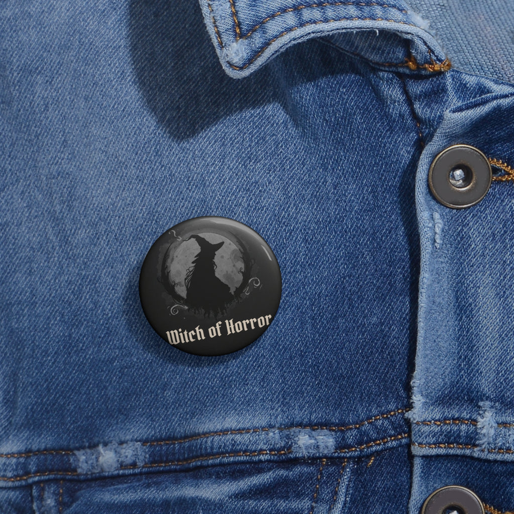Witch of Horror Pin Button – Gothic Witch Silhouette Enamel Badge