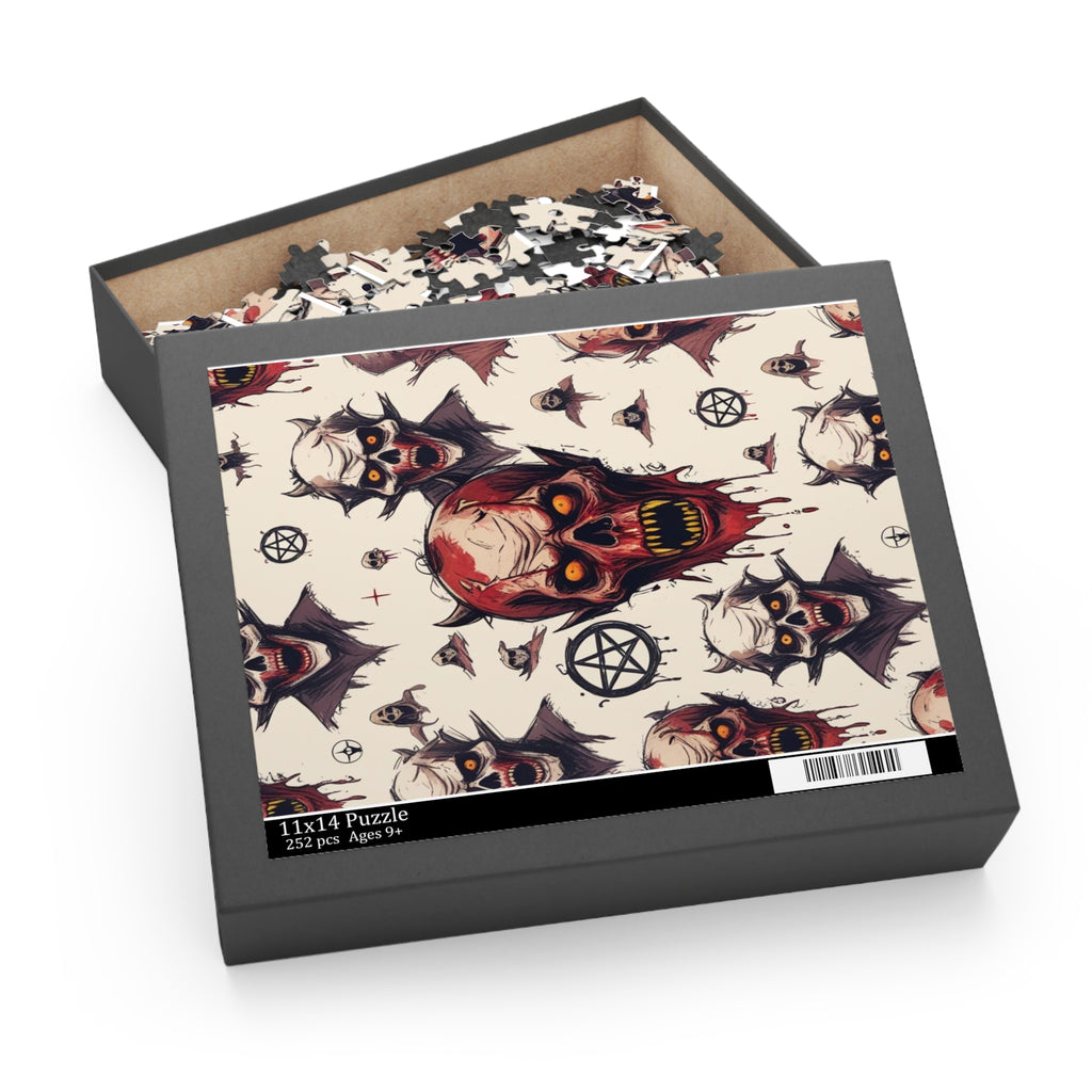 Horror Skull Puzzle — Gothic 120/252/500-Piece Jigsaw with Pentagram Design