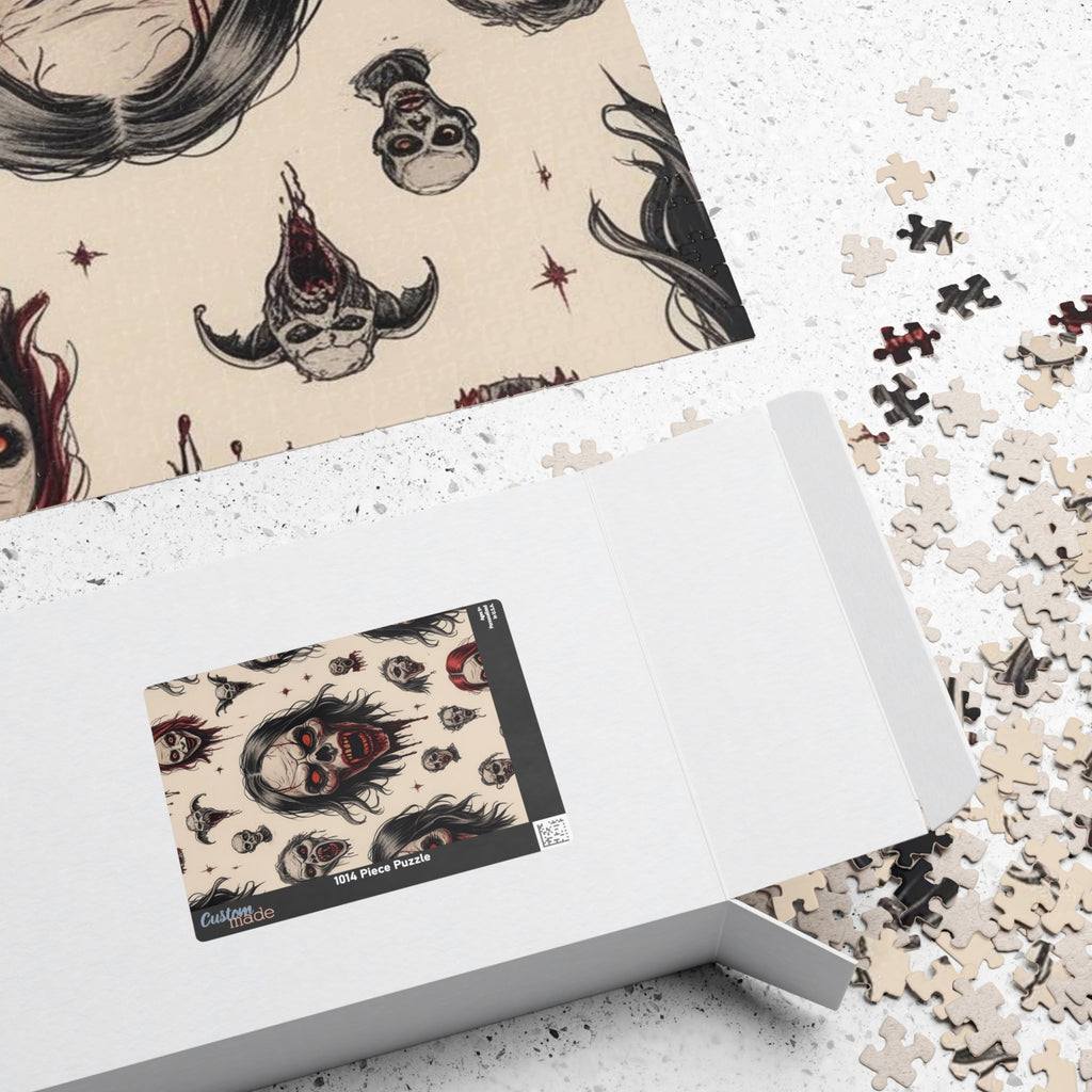 Horror Skull Pattern Puzzle — Scary Skull Faces Jigsaw (110–1014 pcs)