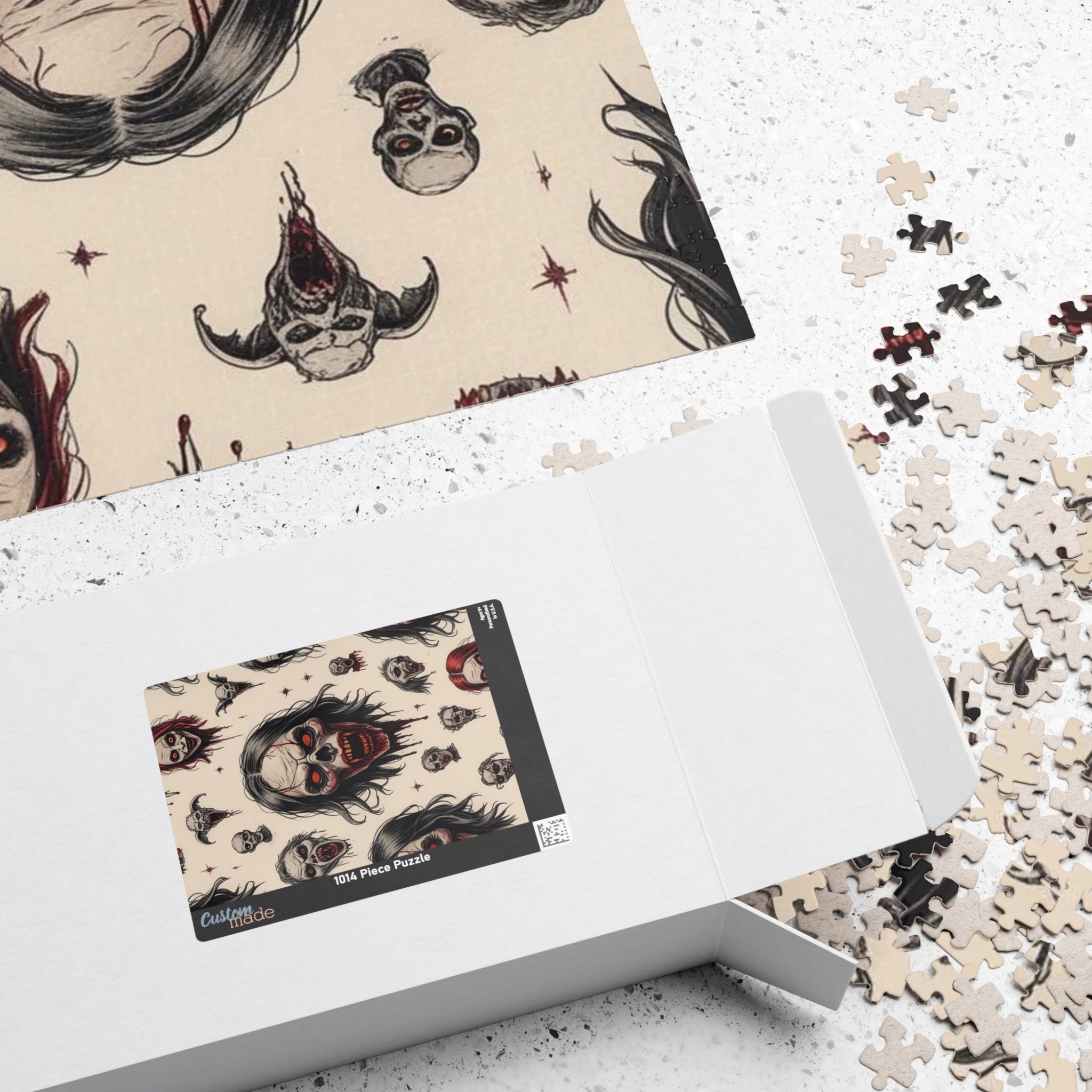 Horror Skull Pattern Puzzle — Scary Skull Faces Jigsaw (110–1014 pcs)