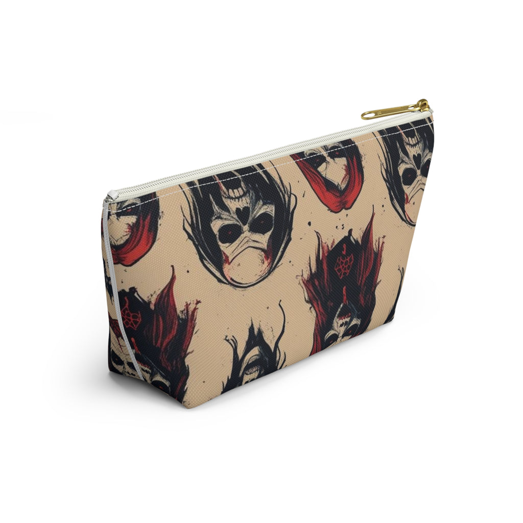 Horror Skull Accessory Pouch — Gothic Makeup Bag with Creepy Red Skull Design