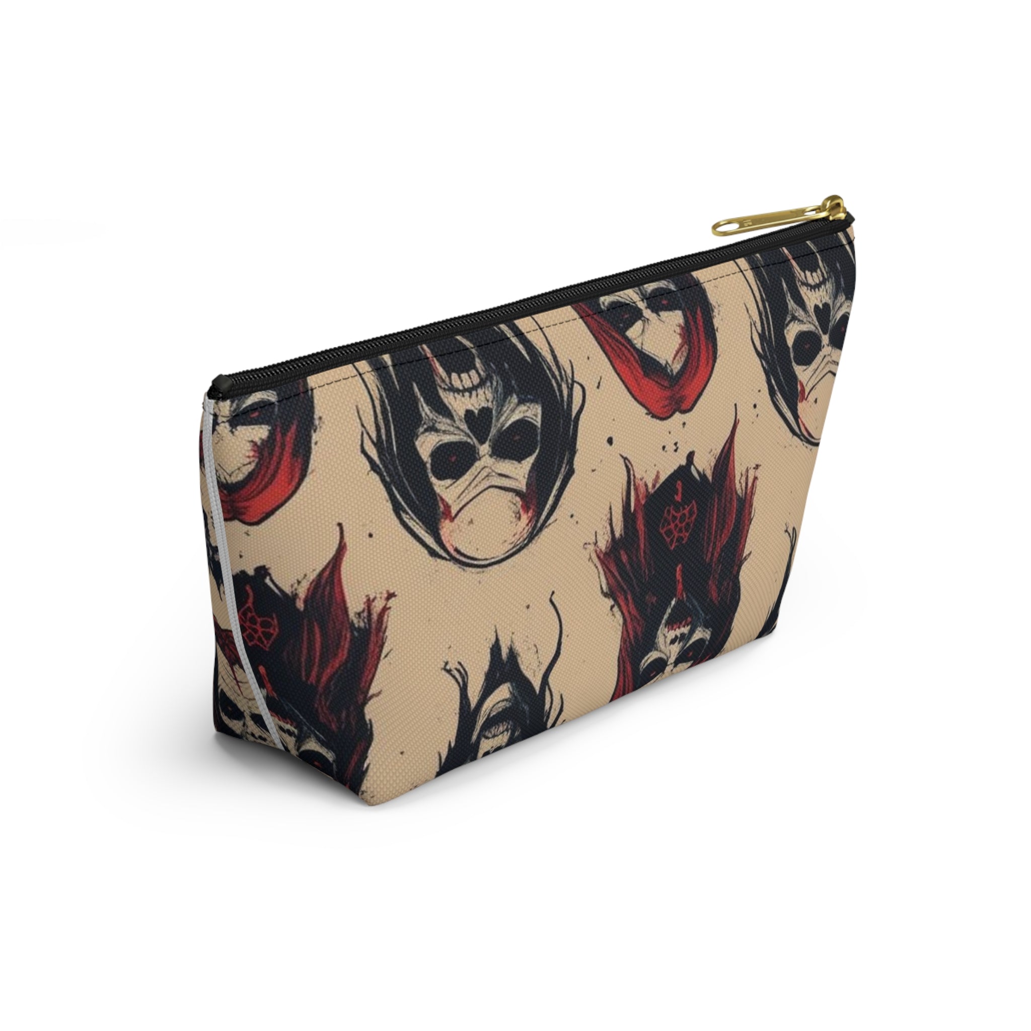 Horror Skull Accessory Pouch — Gothic Makeup Bag with Creepy Red Skull Design