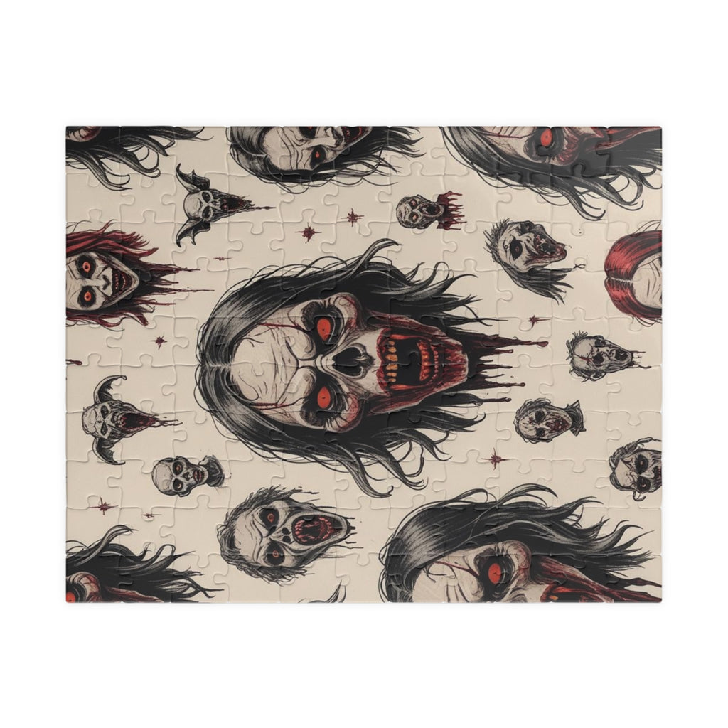 Horror Skull Pattern Puzzle — Scary Skull Faces Jigsaw (110–1014 pcs)