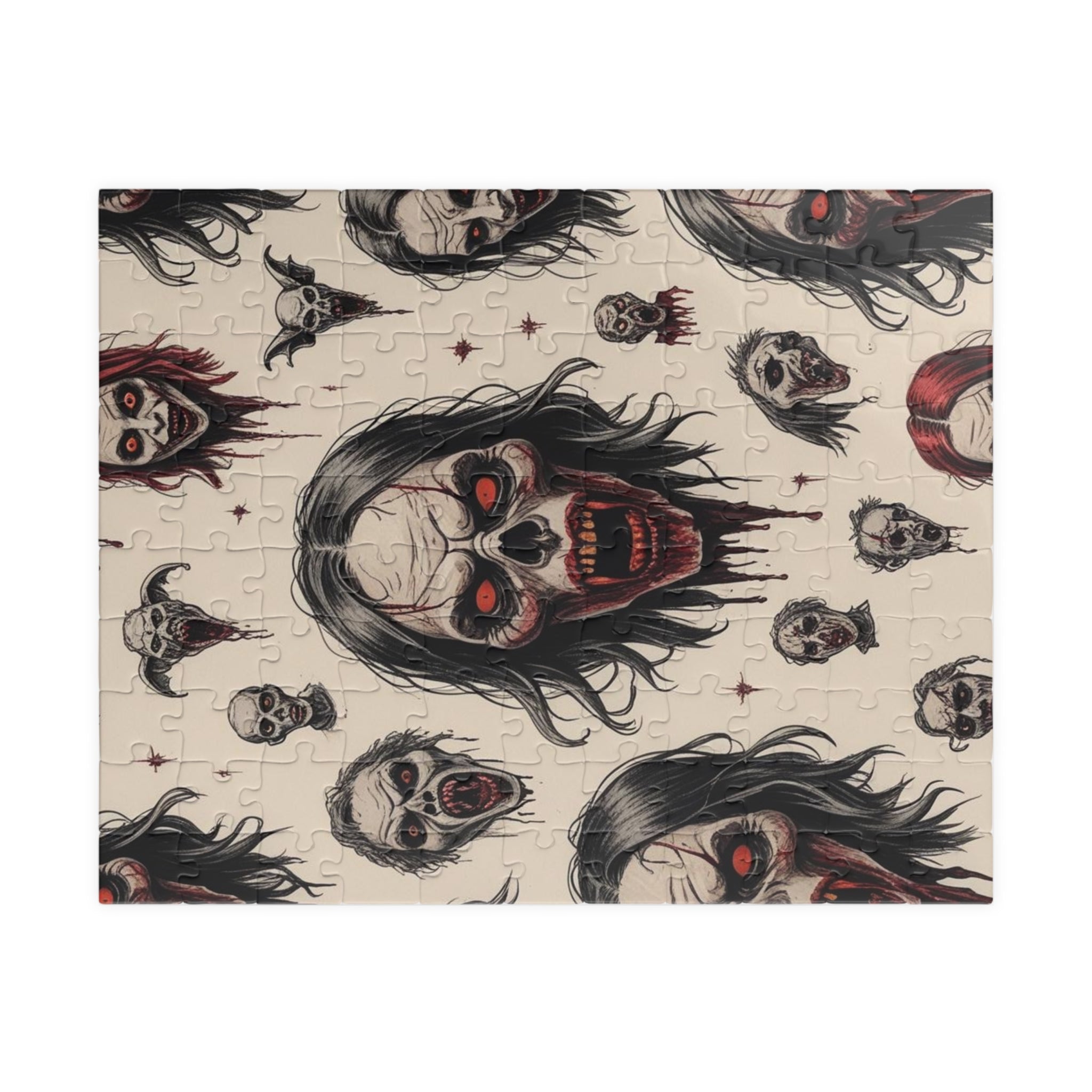 Horror Skull Pattern Puzzle — Scary Skull Faces Jigsaw (110–1014 pcs)