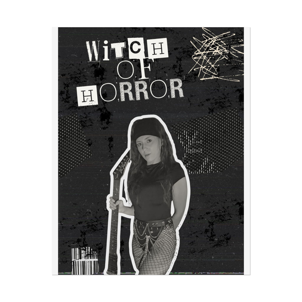 Rolled Posters — "Witch of Horror" Black & White Gothic Horror Poster for Halloween Decor
