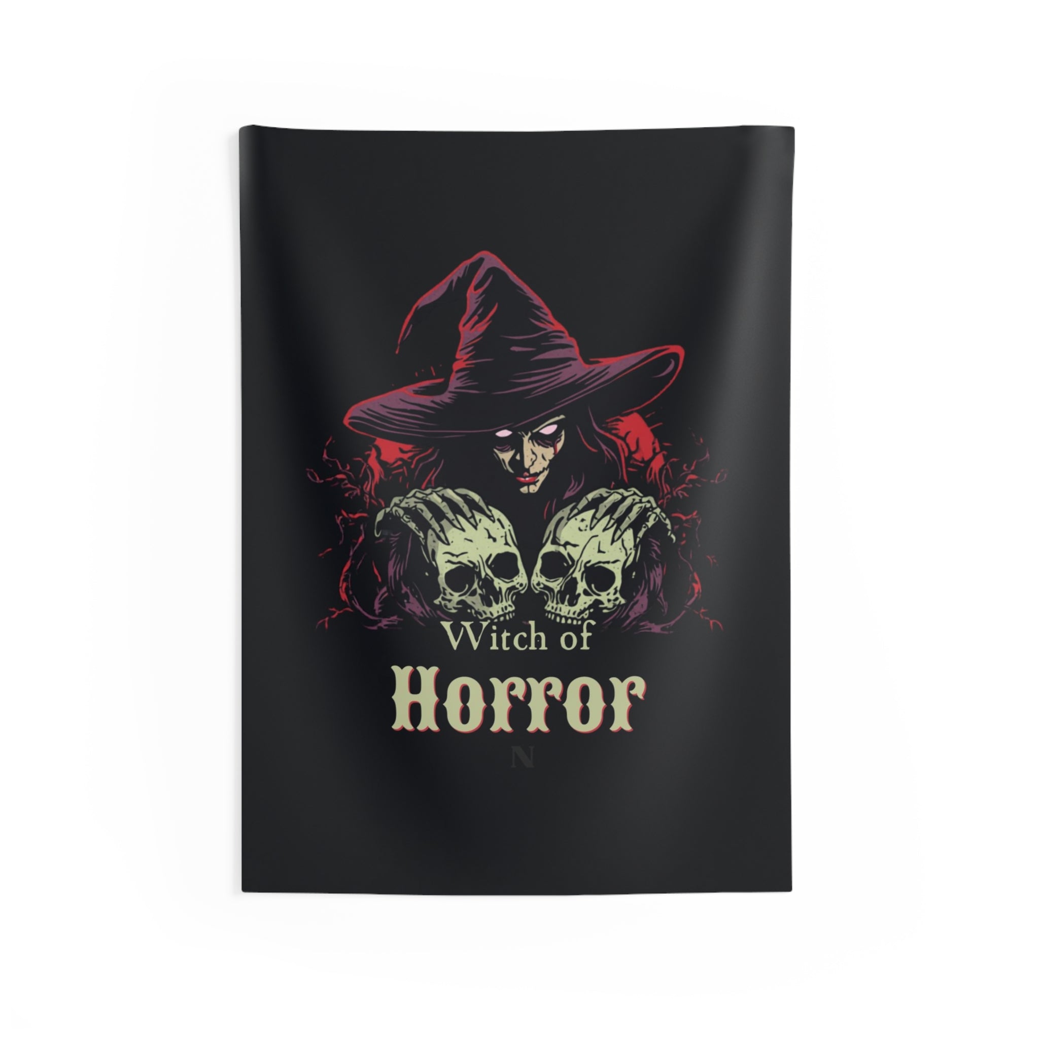 Witch of Horror Wall Tapestry — Gothic Witch Skull Decor for Halloween