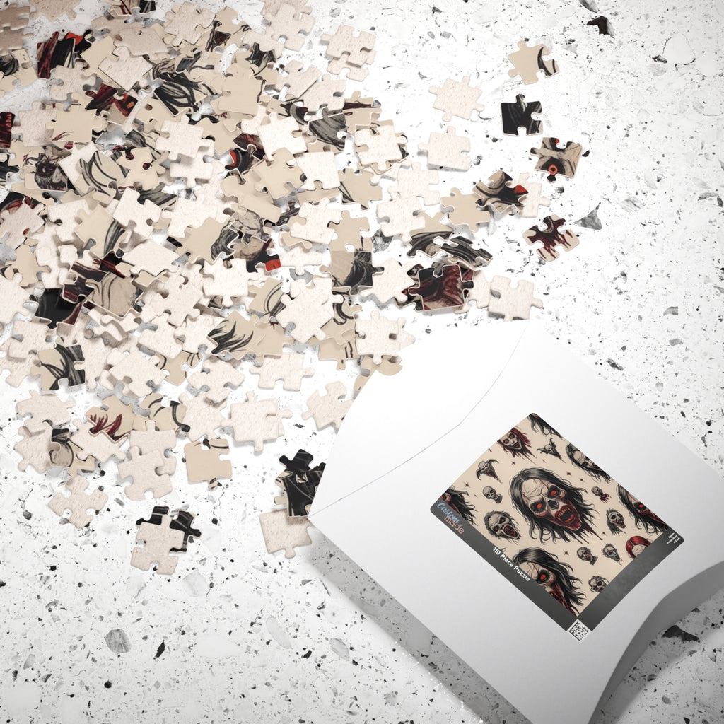 Horror Skull Pattern Puzzle — Scary Skull Faces Jigsaw (110–1014 pcs)